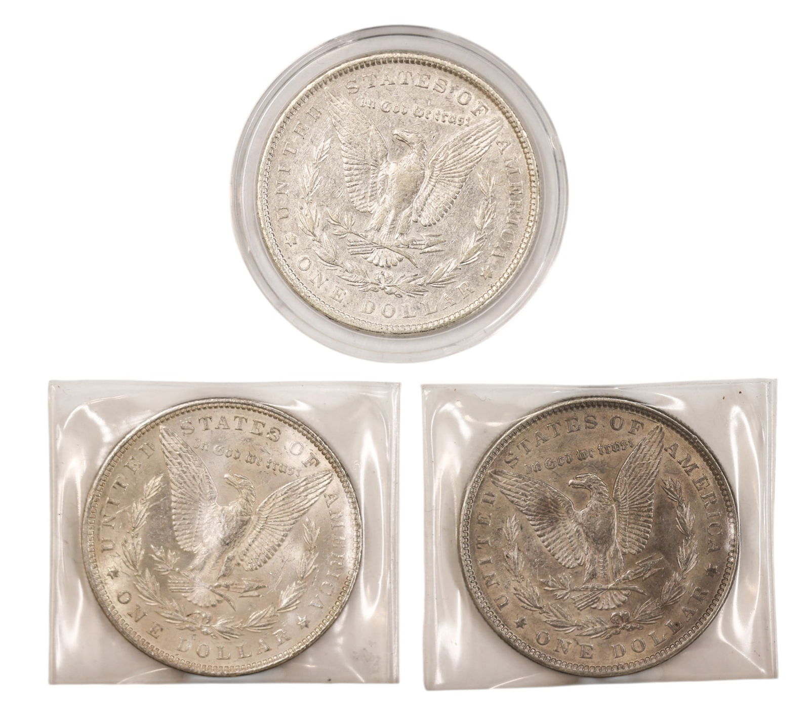 3pc 1881 US Morgan Silver Dollars - 2