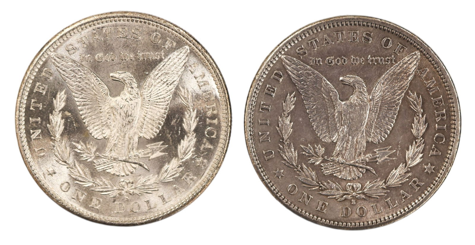 2pc 1881-S US Morgan Silver Dollars - 2