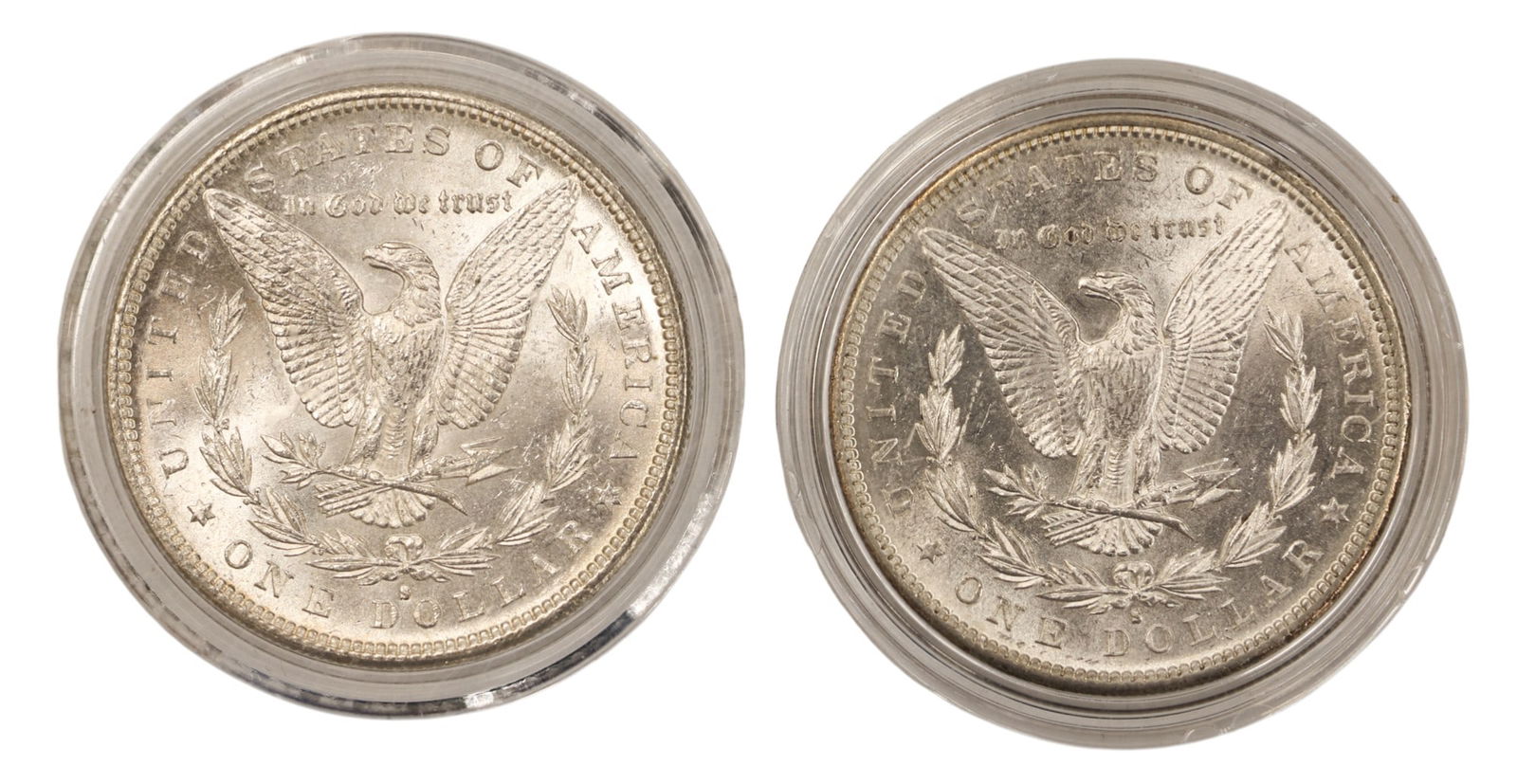 2pc 1882-S US Morgan Silver Dollars - 2