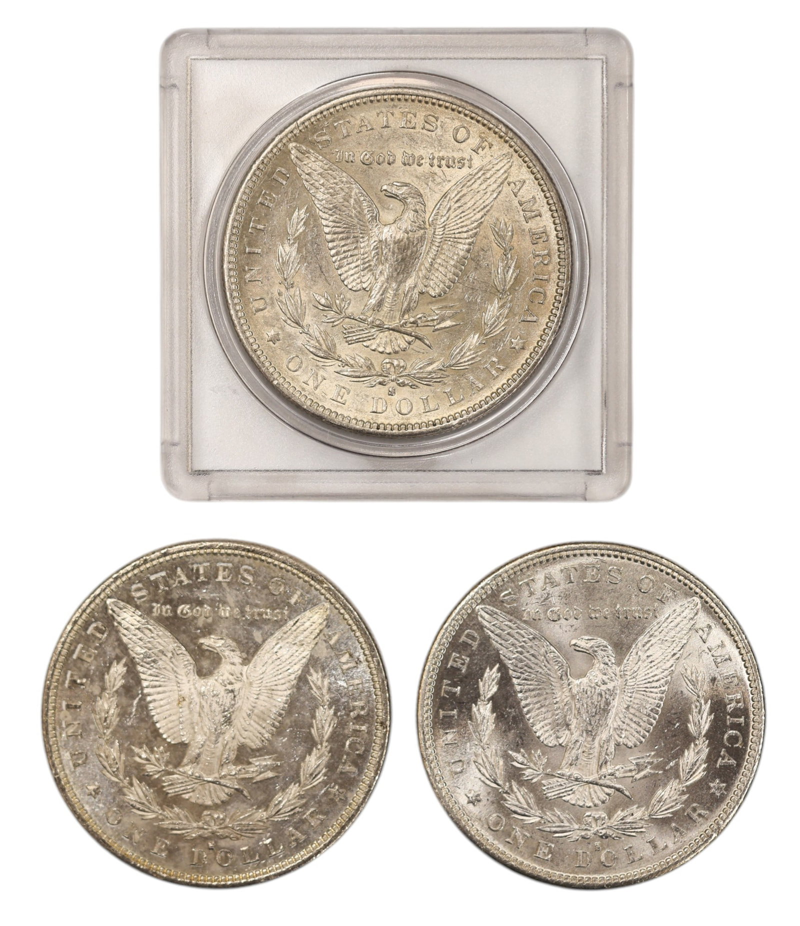 3pc 1882-S US Morgan Silver Dollars - 2