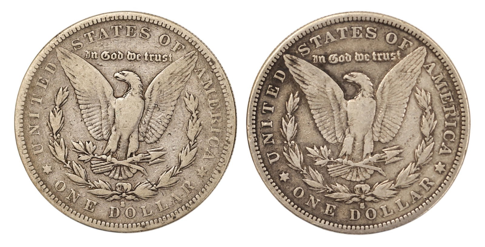 2pc 1883-S US Morgan Silver Dollars - 2