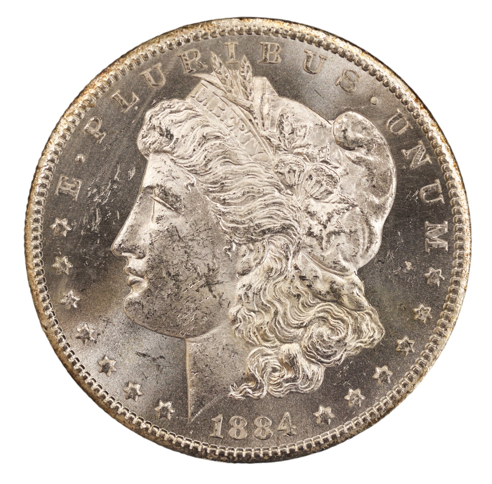 1884-CC US Morgan Silver Dollar Carson City: 1884-CC US Morgan Silver Dollar Carson City. MS-60 condition per consignor notes.