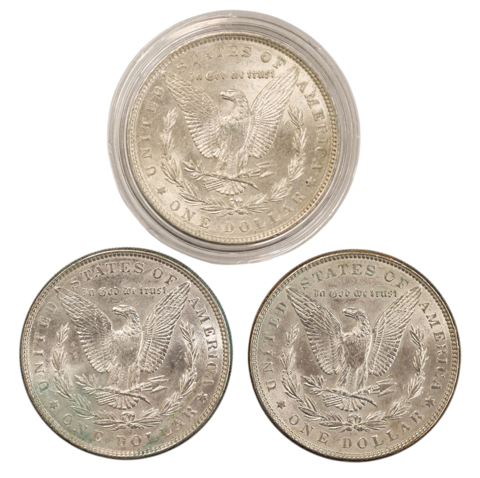 3pc 1886 US Morgan Silver Dollars - 2