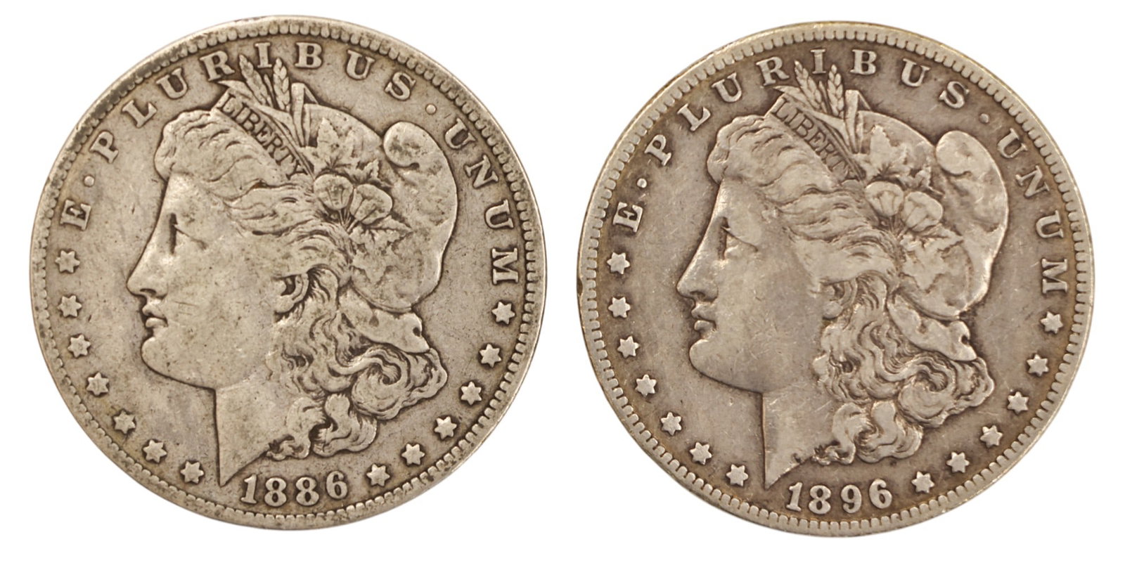 2pc 1886-O US Morgan Silver Dollars (1 of 2)