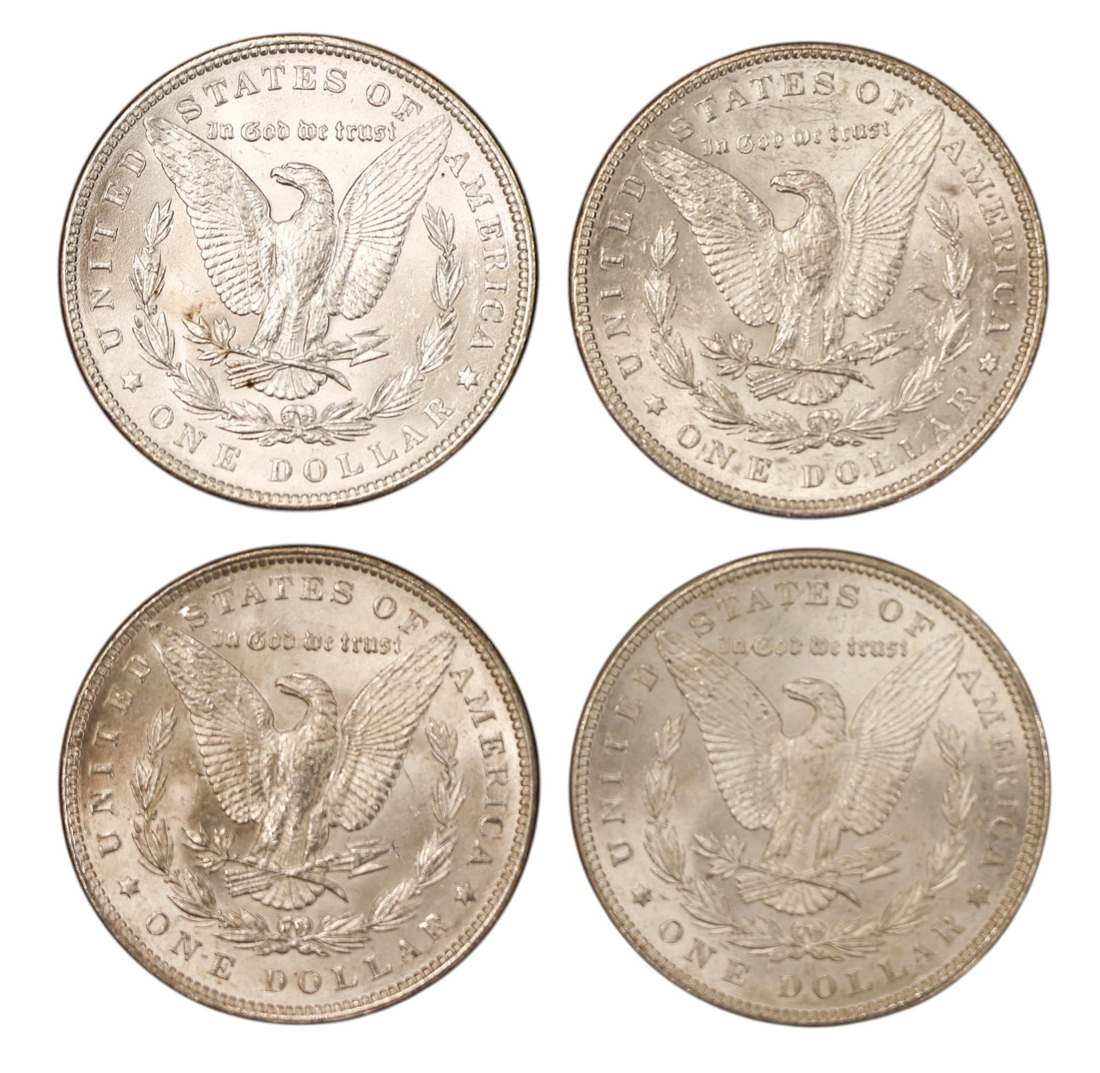 4pc 1887-1897 US Morgan Silver Dollars - 2