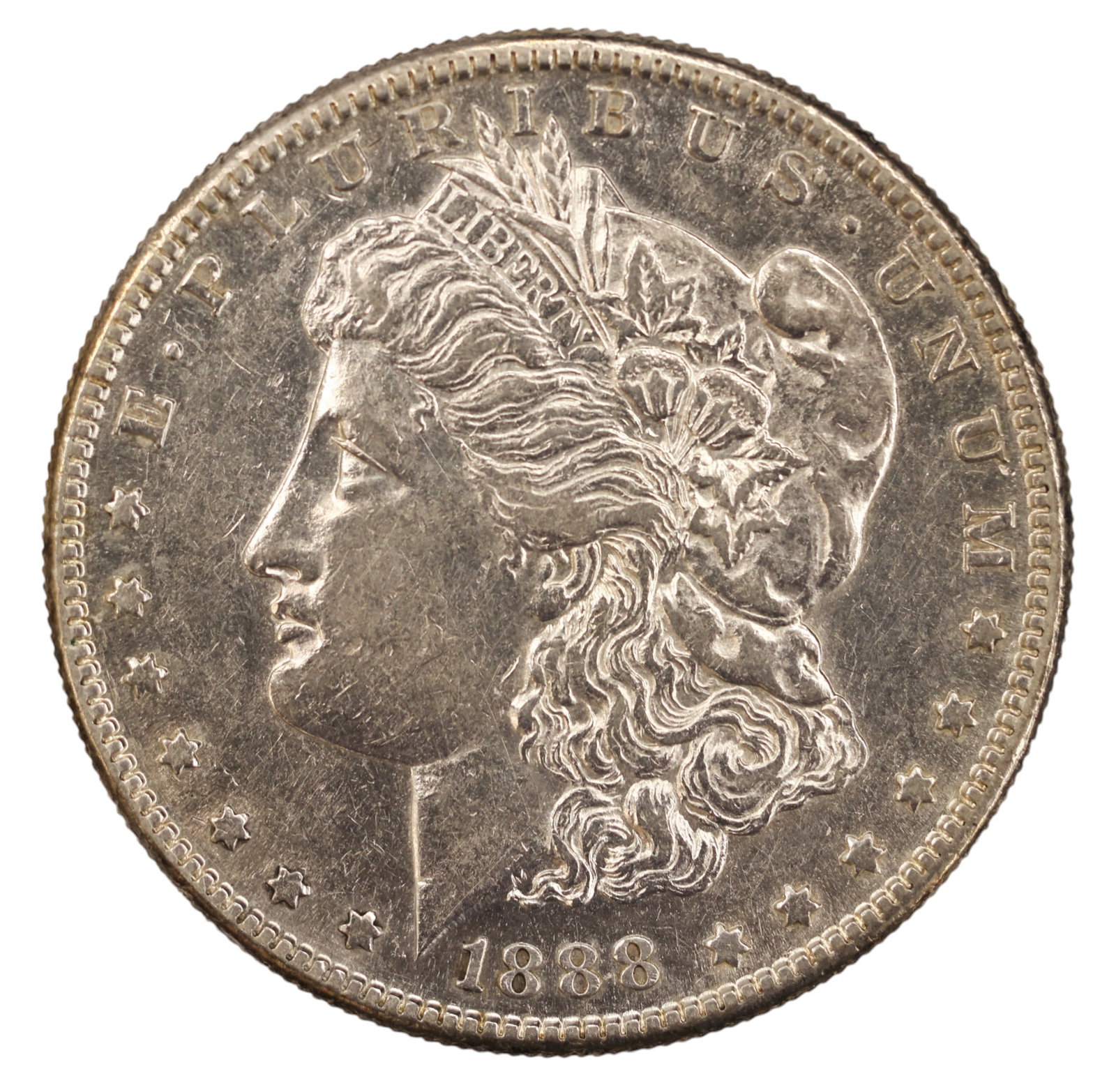 1888-S US Morgan Silver Dollar: 1888-S US Morgan Silver Dollar. MS-60 condition per consignor notes.