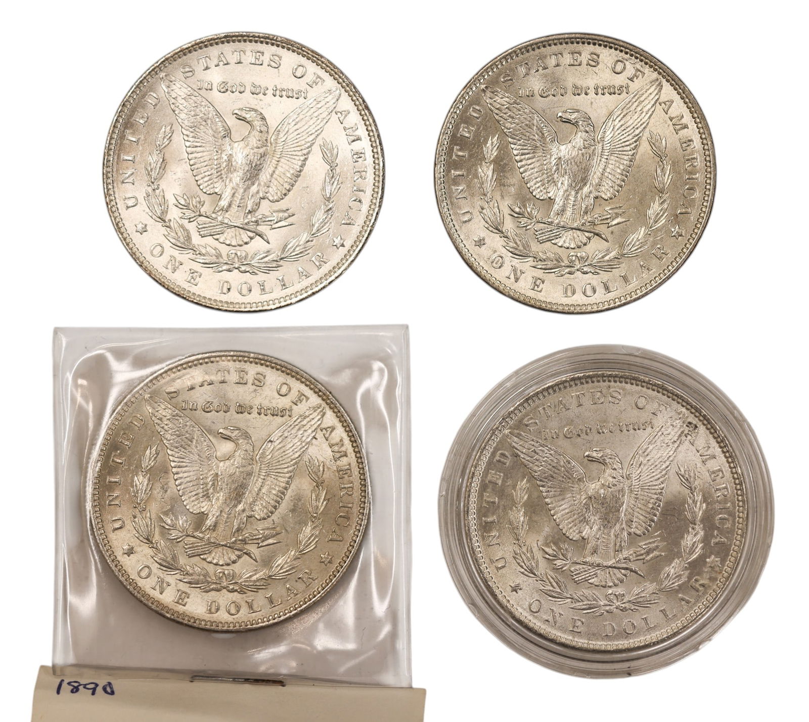 4pc 1890 US Morgan Silver Dollars - 2