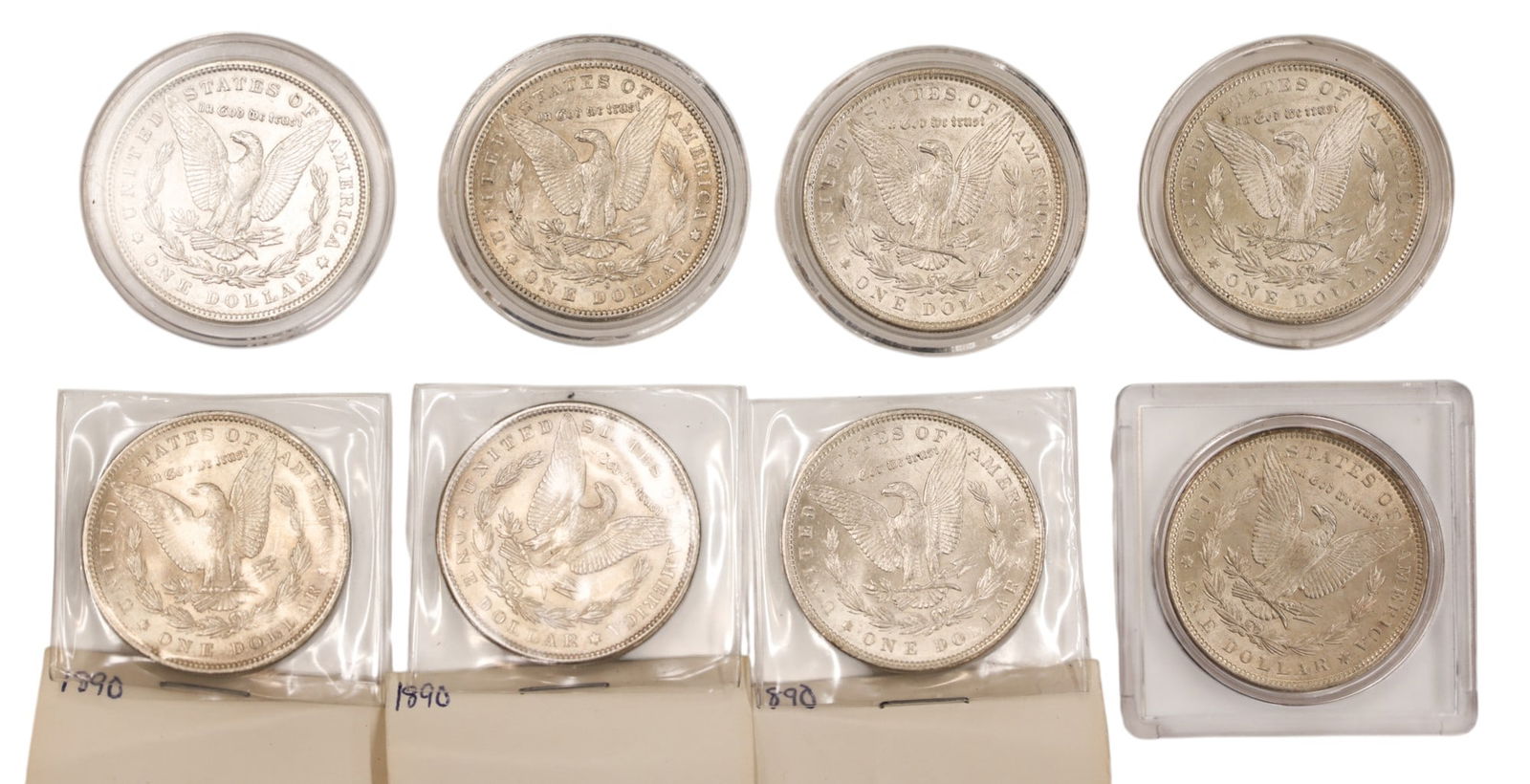 8pc 1890 US Morgan Silver Dollars - 2