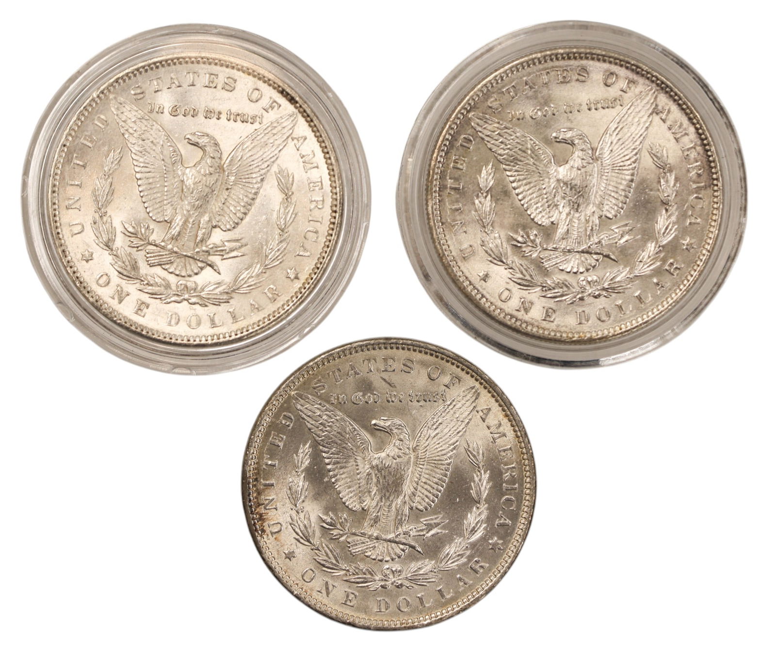 3pc 1891 US Morgan Silver Dollars - 2