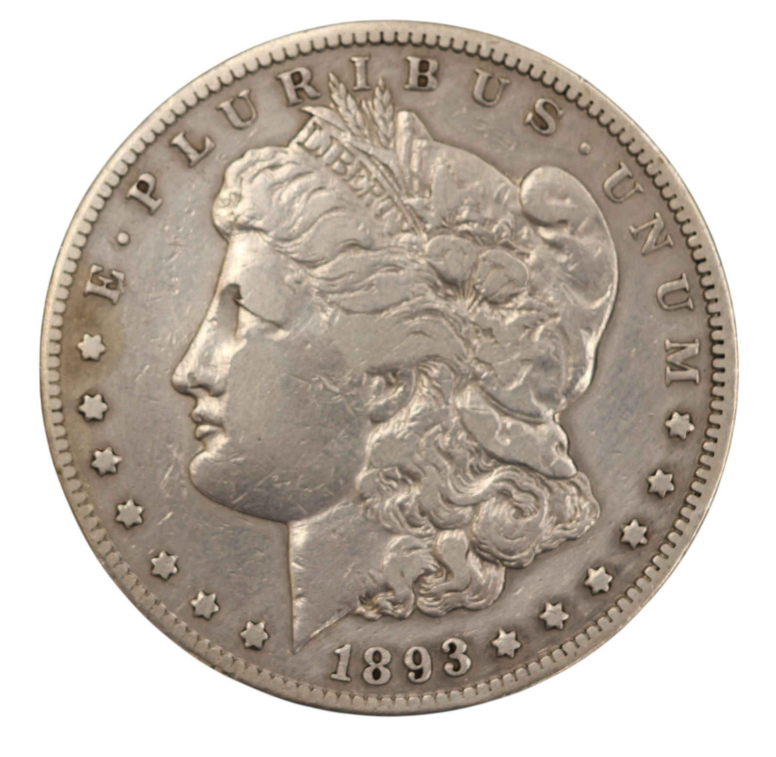 1893-CC US Morgan Silver Dollar Carson City: 1893-CC US Morgan Silver Dollar Carson City. AU-50 condition per consignor notes.