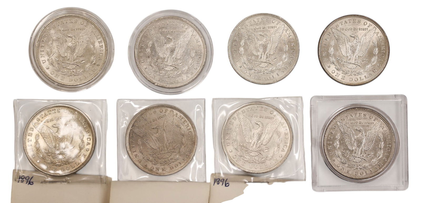 8pc 1896 US Morgan Silver Dollars - 2