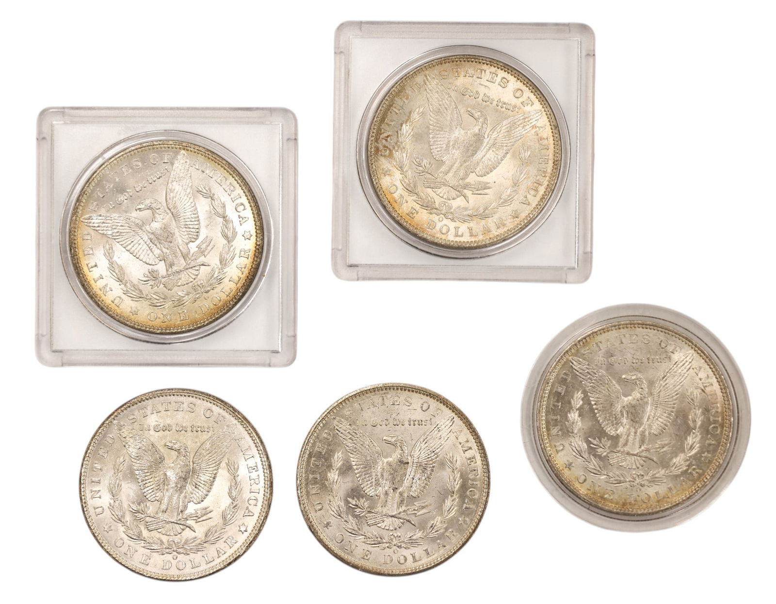 5pc 1904-O US Morgan Silver Dollars - 2