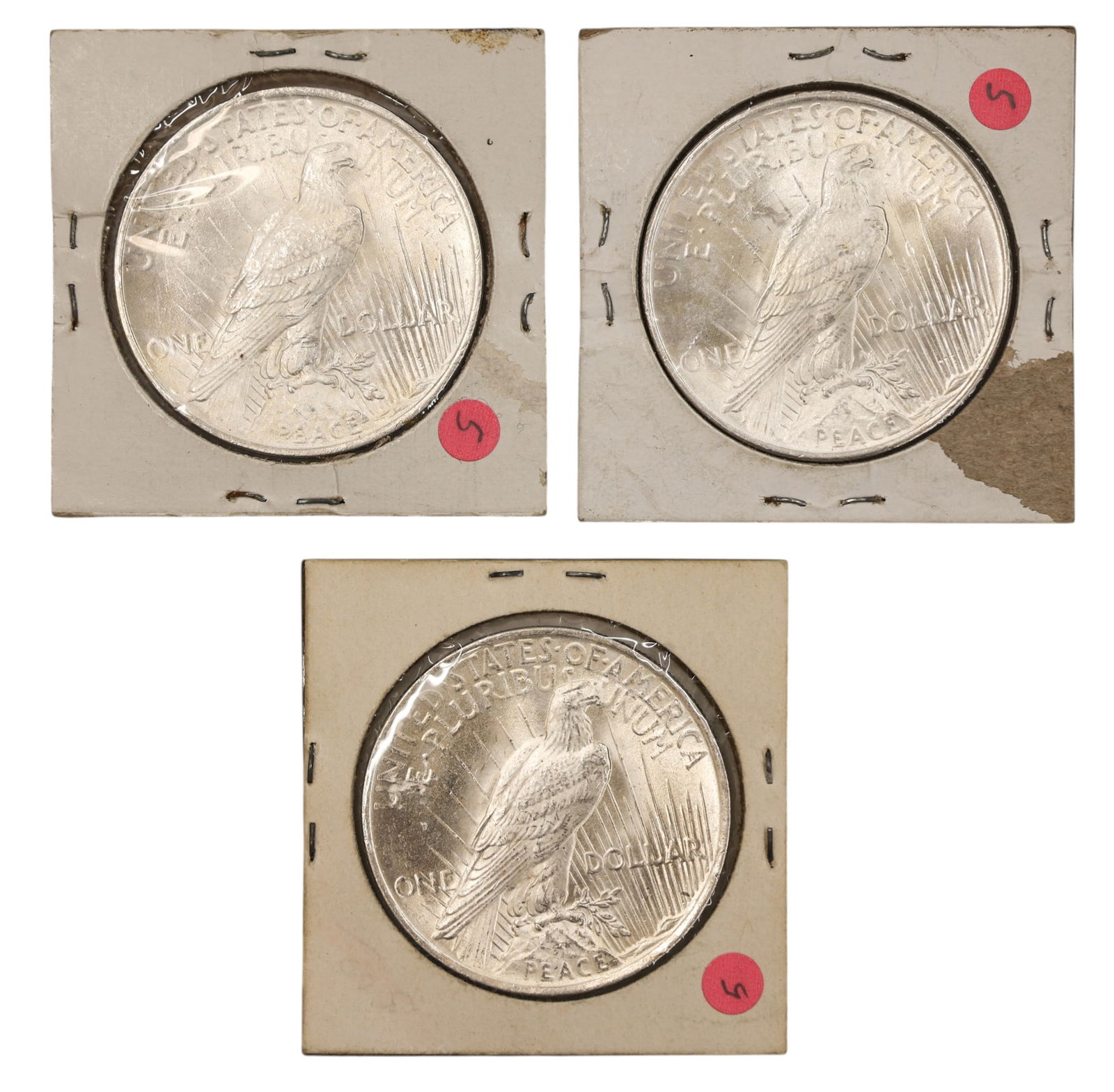 3pc 1923 US Peace Silver Dollars - 2