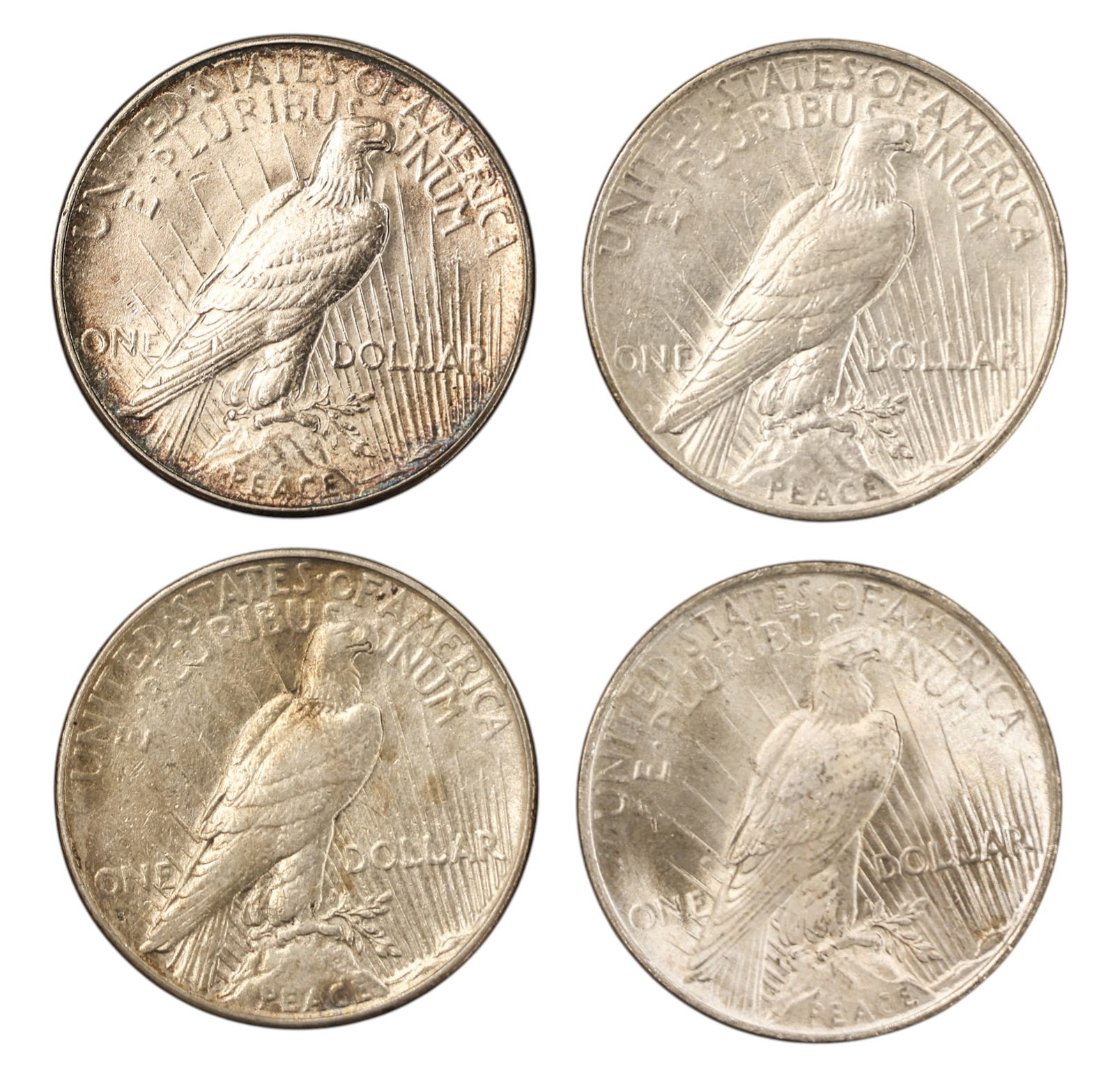 4pc 1926-1928 US Peace Silver Dollars - 2