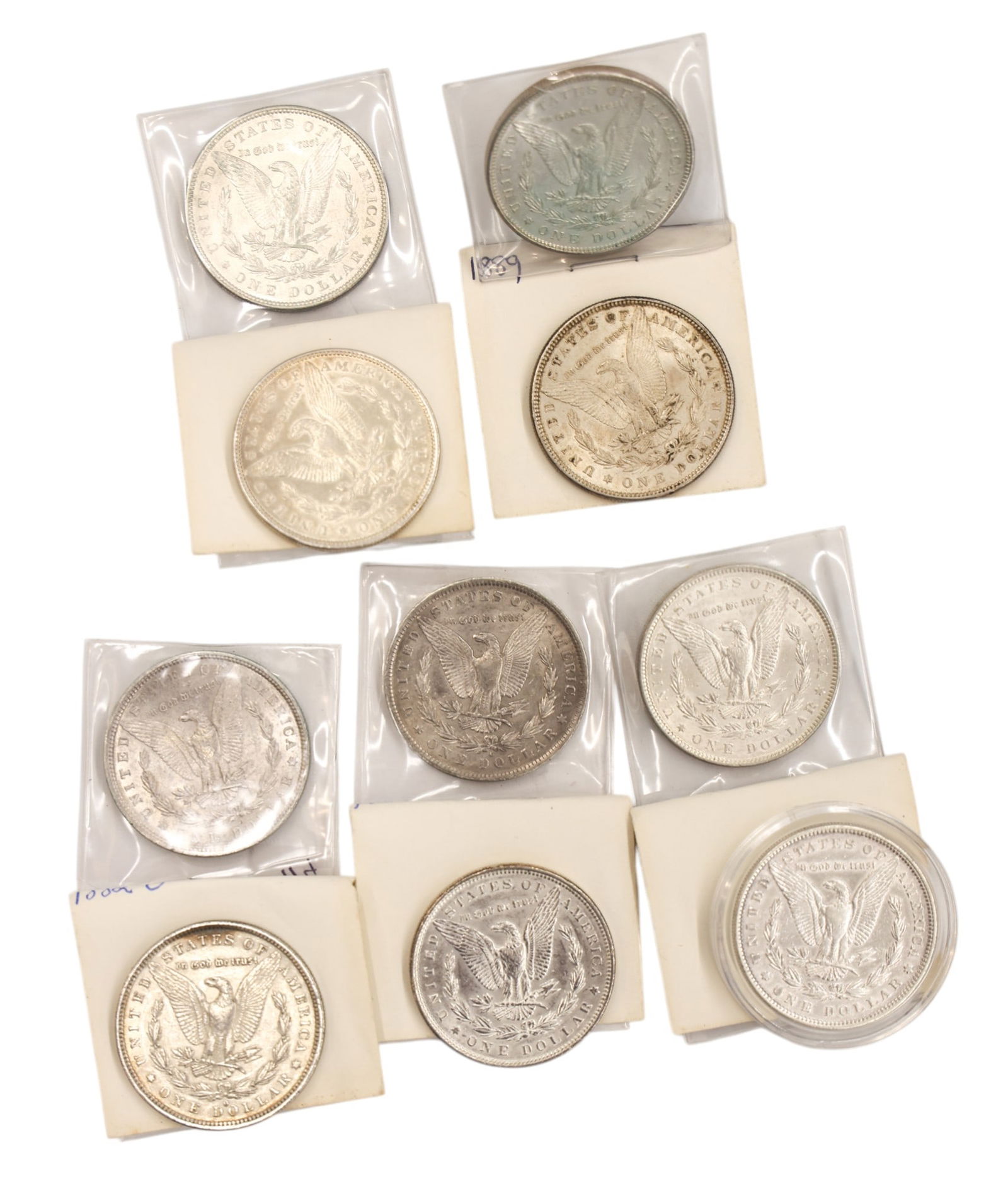 10pc Assorted US Morgan Silver Dollars 1884-1889 - 2