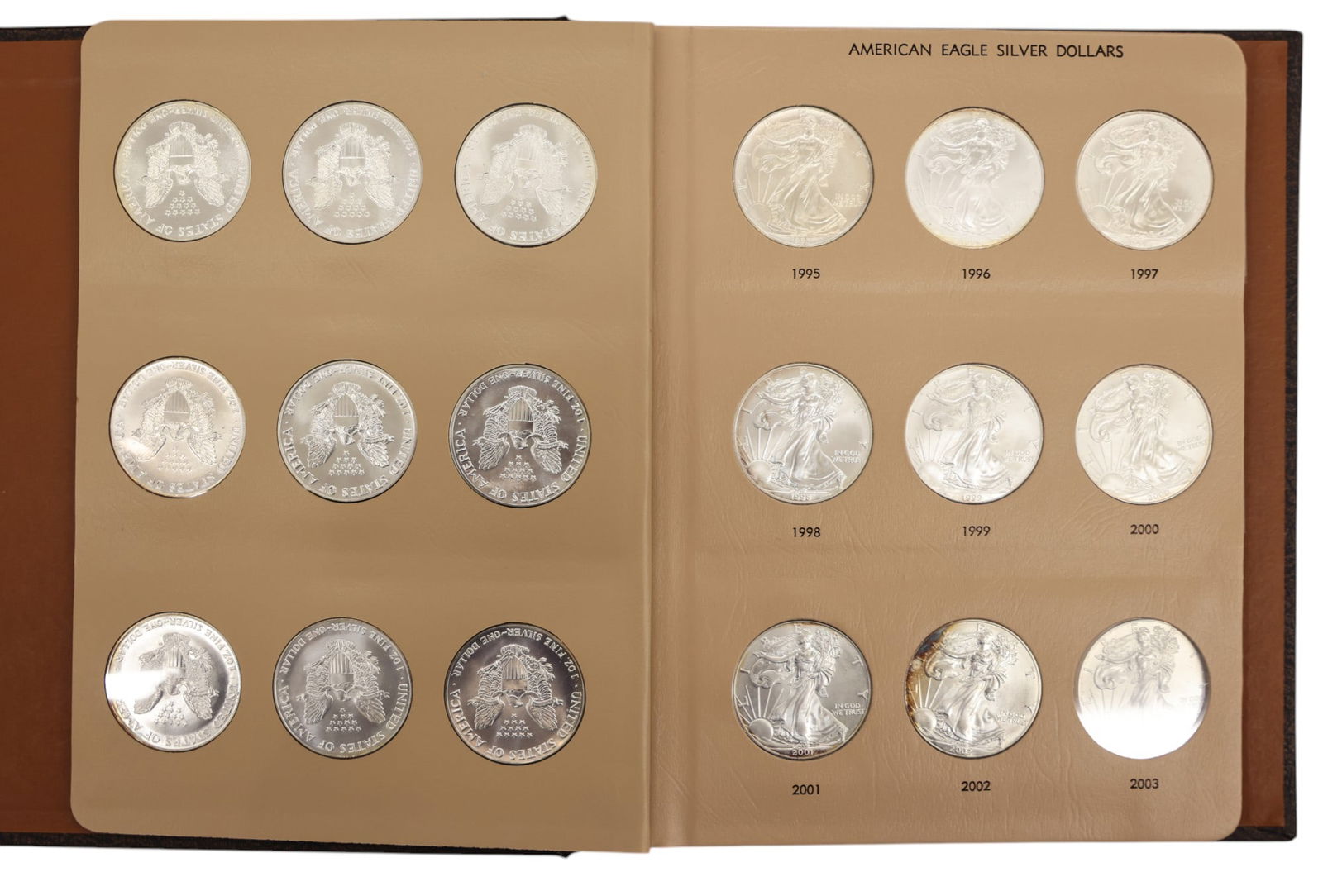 26pc US American Eagle 1oz Silver Dollars in Album - 2