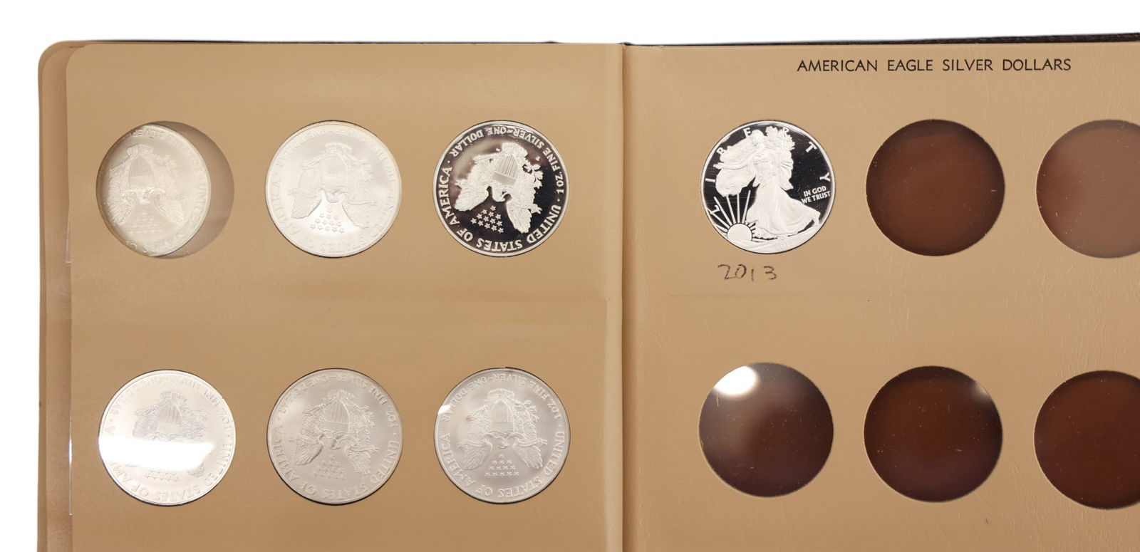 26pc US American Eagle 1oz Silver Dollars in Album - 4