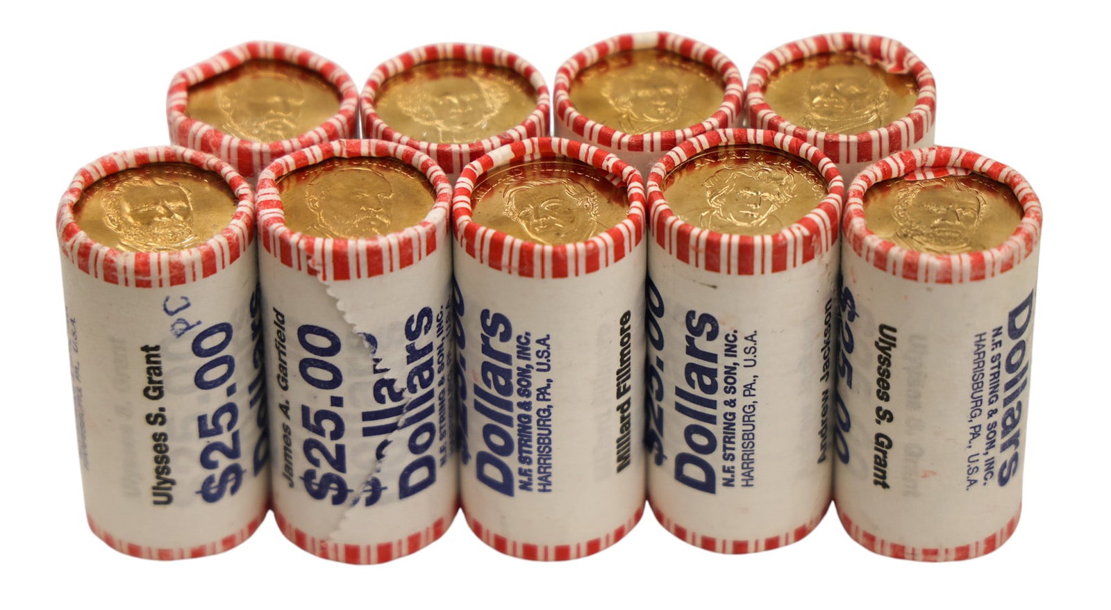 225pc US Presidential $ Uncirculated Coin Rolls: 225pc US Presidential $ Uncirculated Coin Rolls