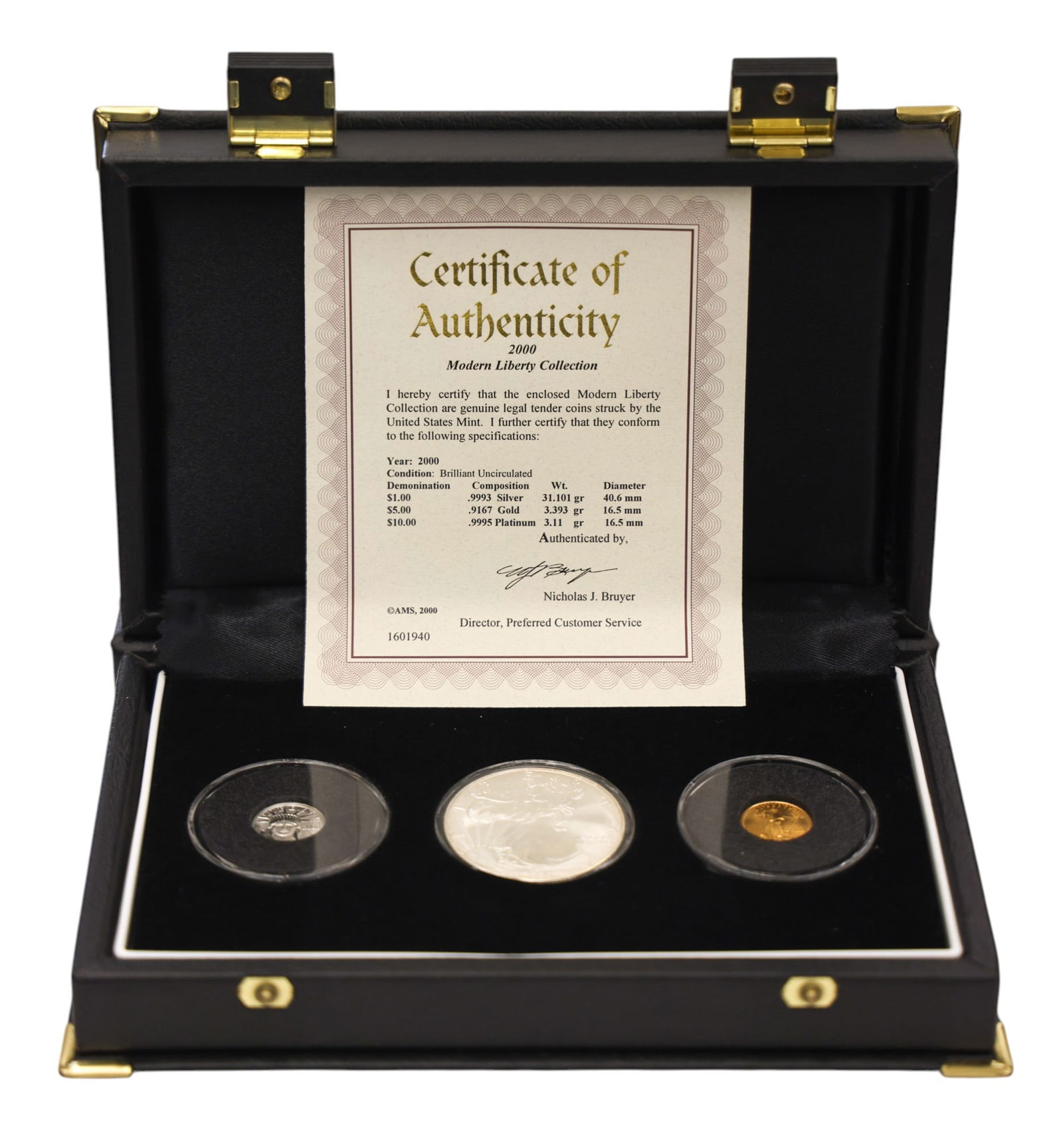 2000 US Modern Liberty Coin Set - Silver Gold and Platinum - 2