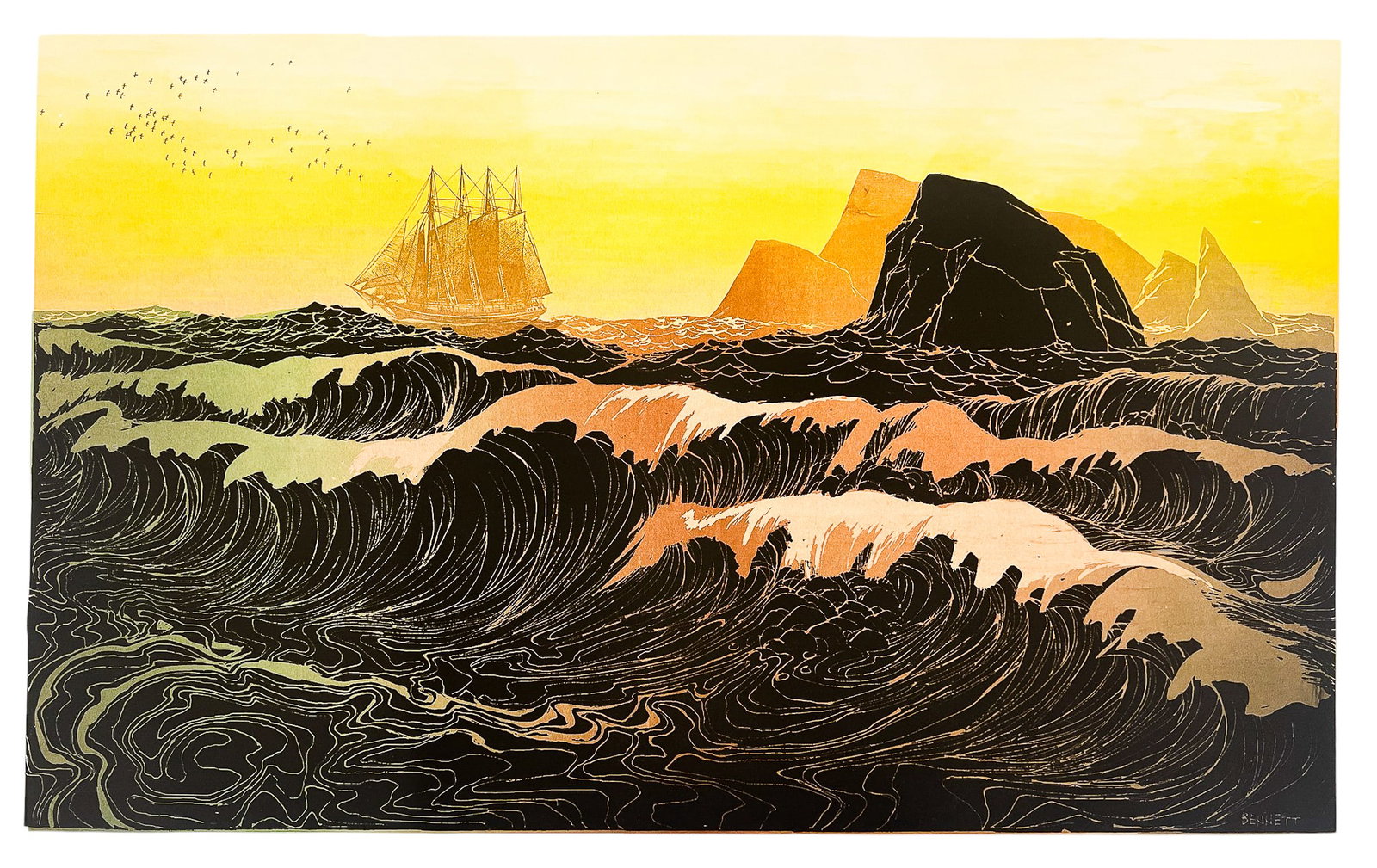 Elton Bennett "Crashing Waves" Serigraph - 2