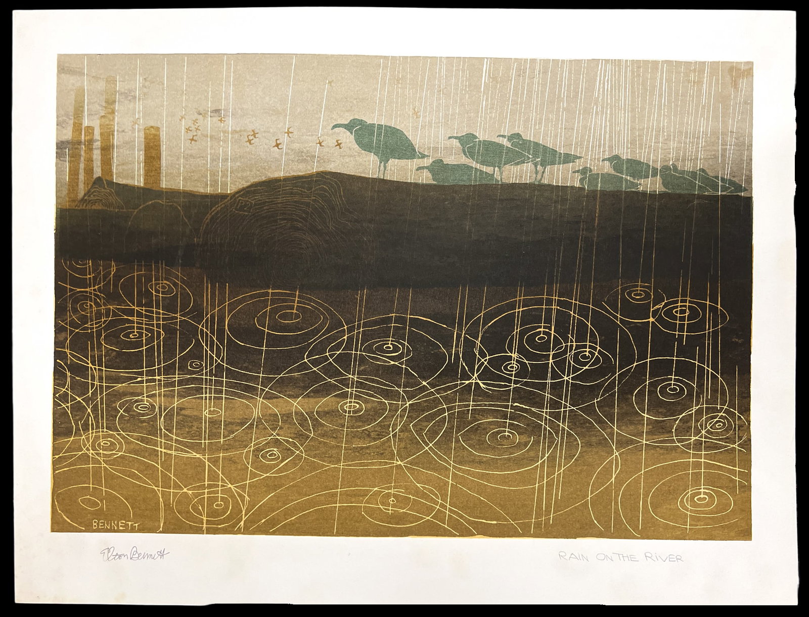 Elton Bennett "Rain on the River" Serigraph - 2