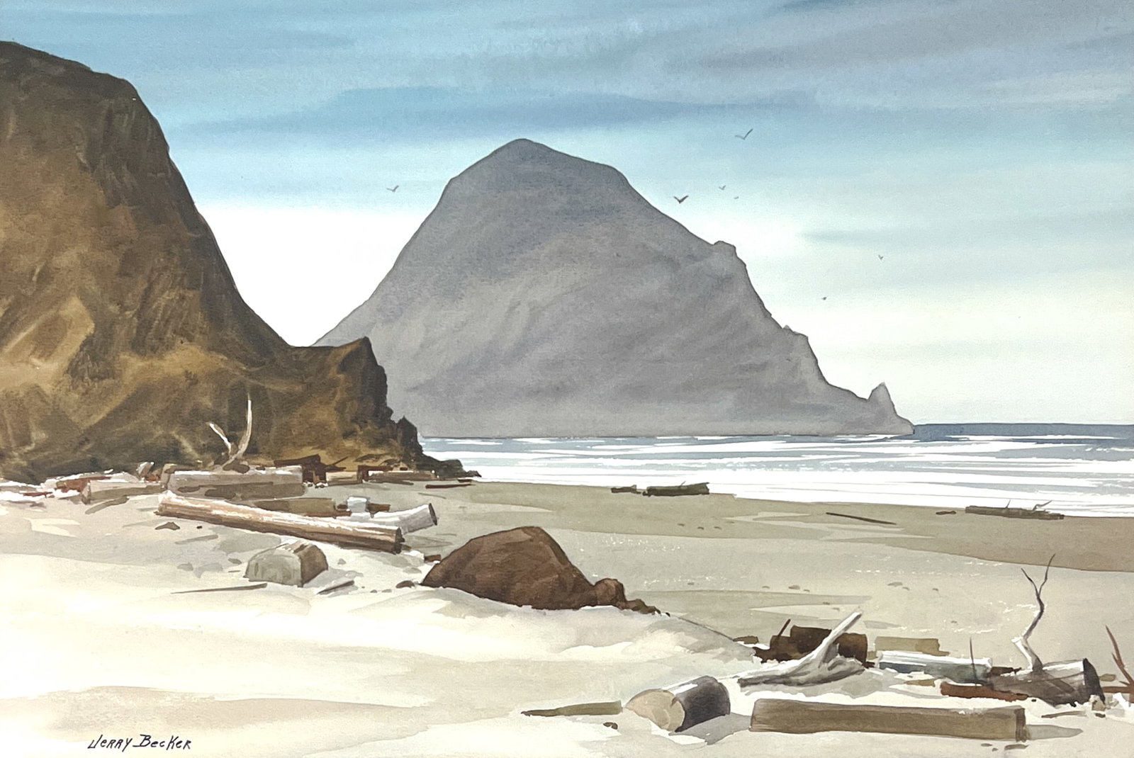 Jerry Becker "The Coast" Watercolor on Paper (1 of 2)
