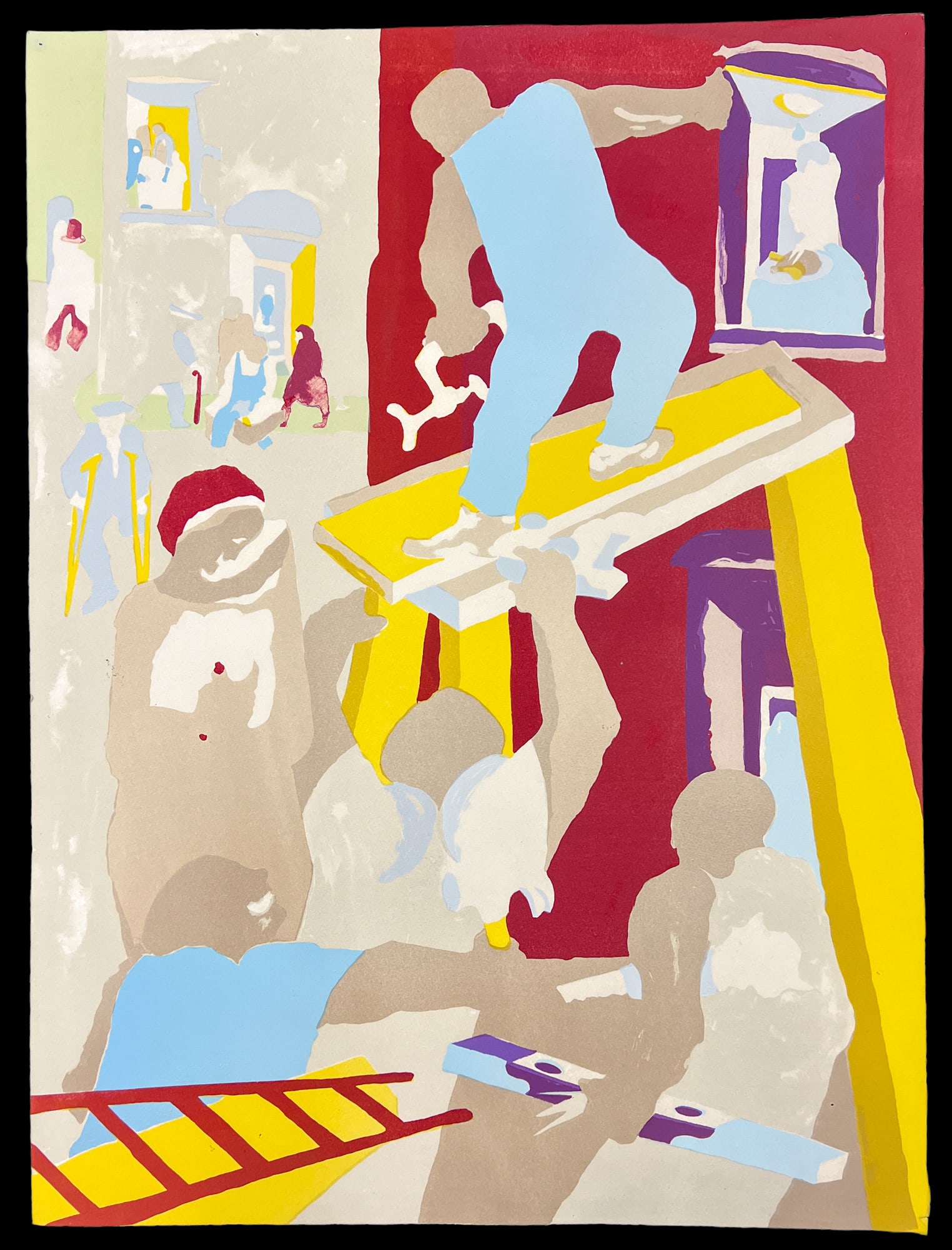 Jacob Lawrence "Man on Scaffold" 1985 Color Test Lithograph - 2