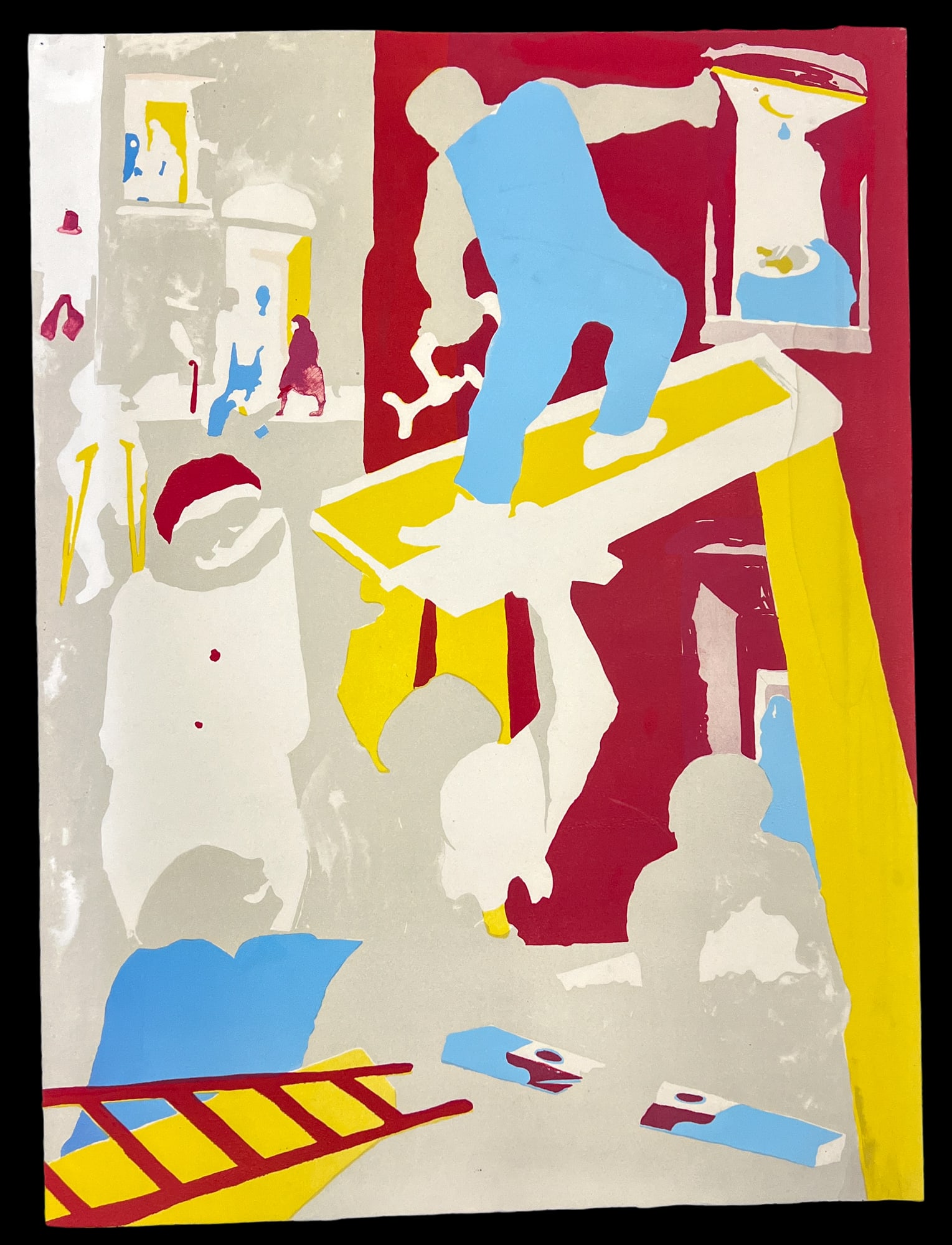 Jacob Lawrence "Man on Scaffold" 1985 Color Test Lithograph - 2