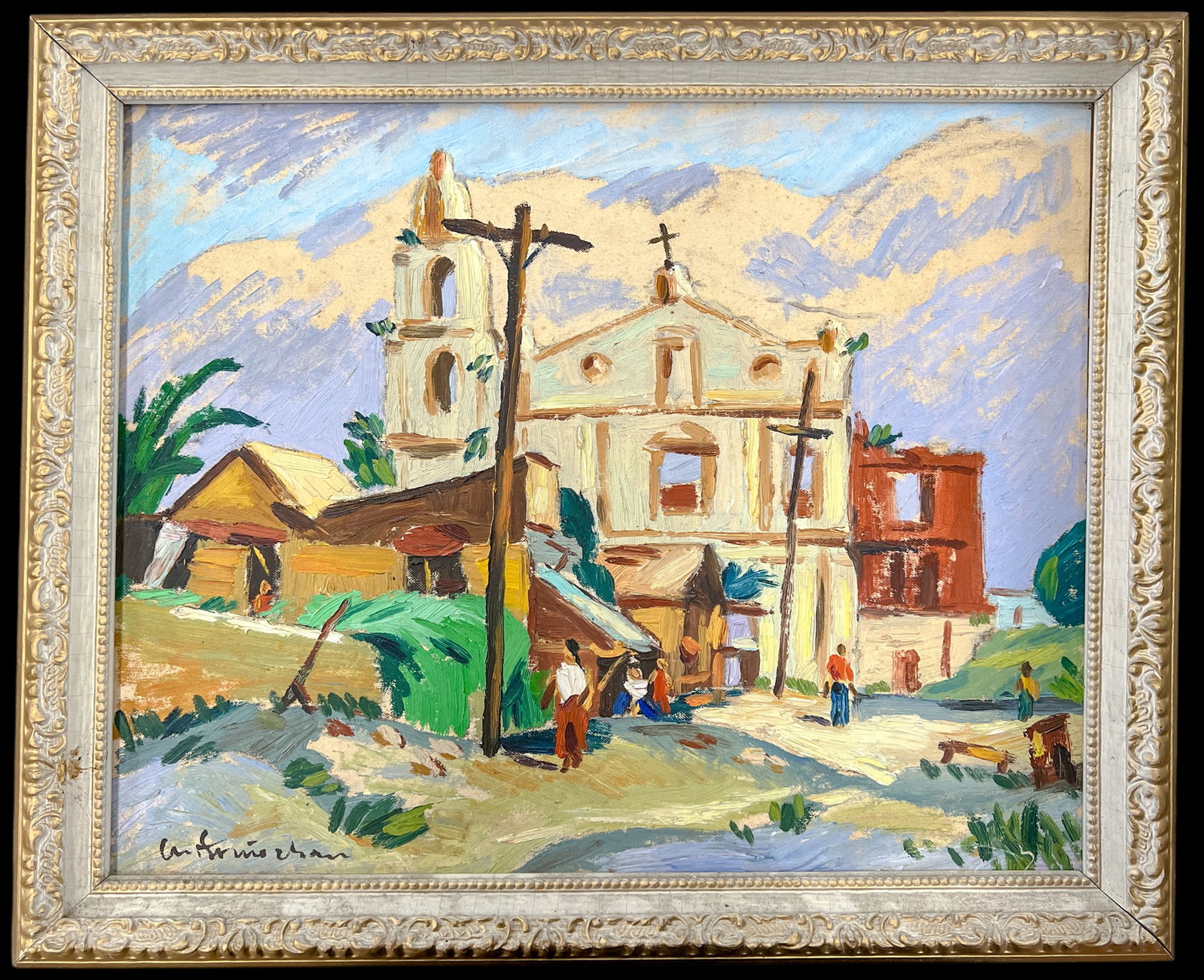 Artist Unknown "Village Church" Oil on Canvas Board - 2