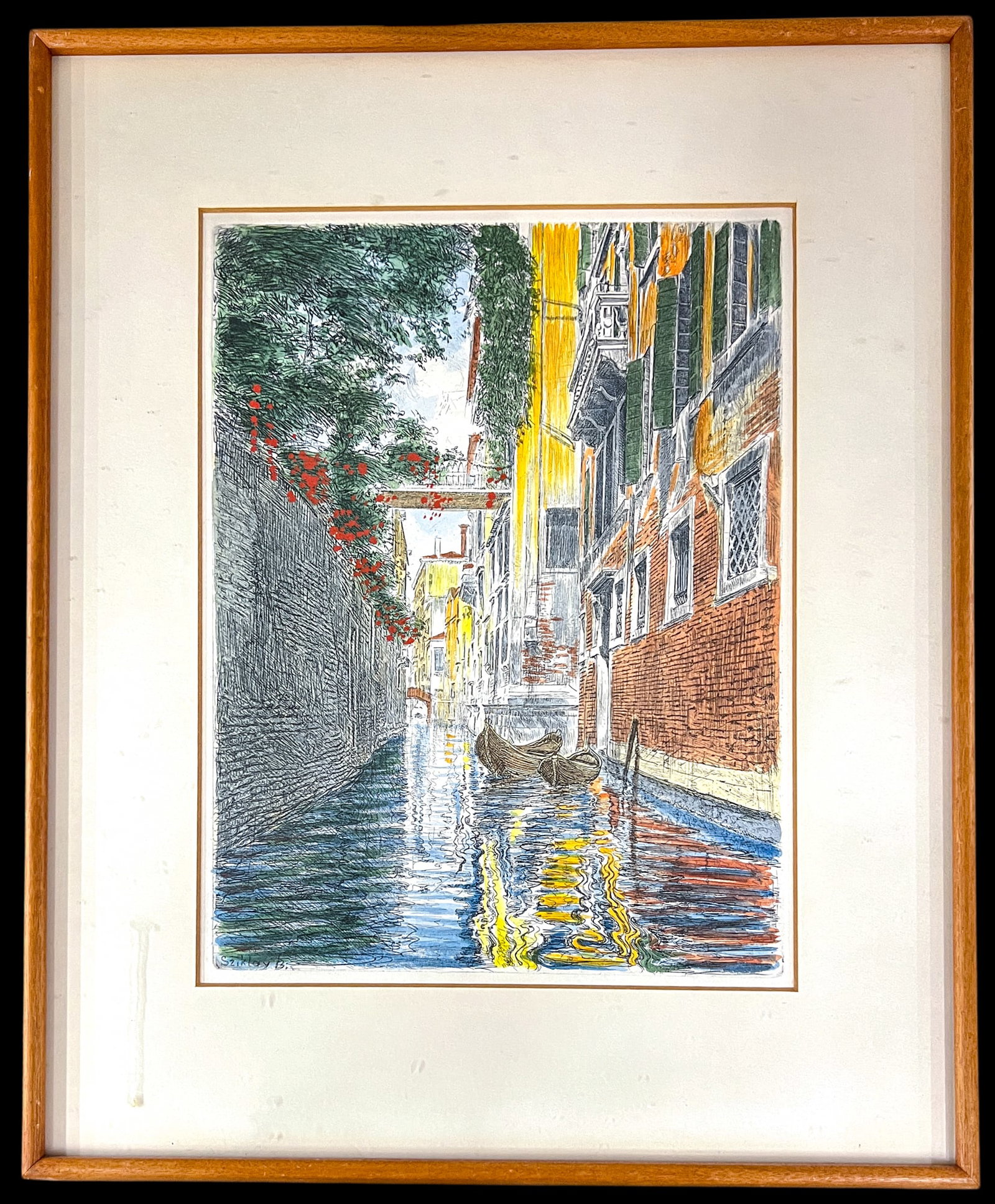 Bela Sziklay "Venice Canal" Colored Etching - 2