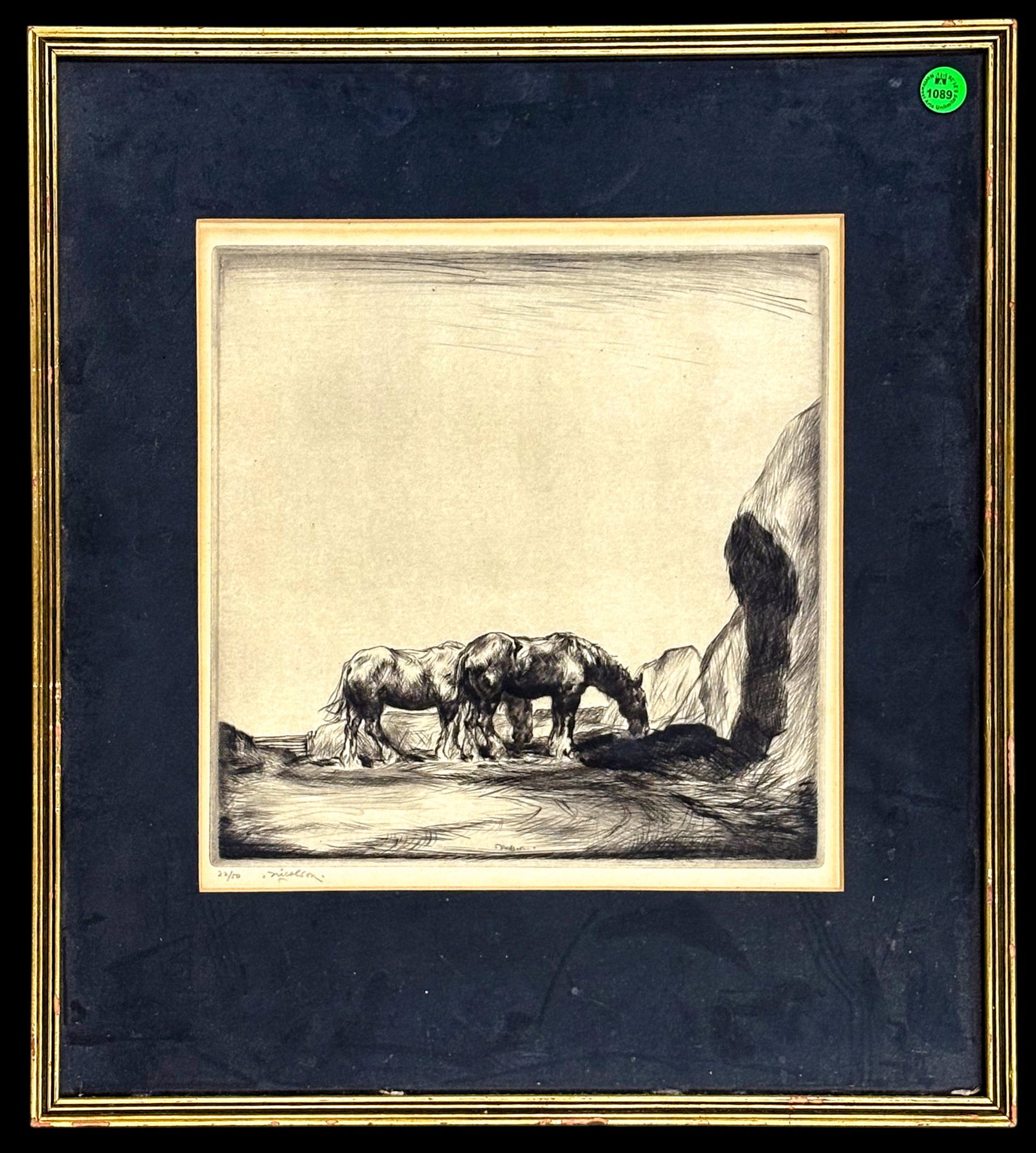 John Nicolson "Ponies Grazing" Etching - 2