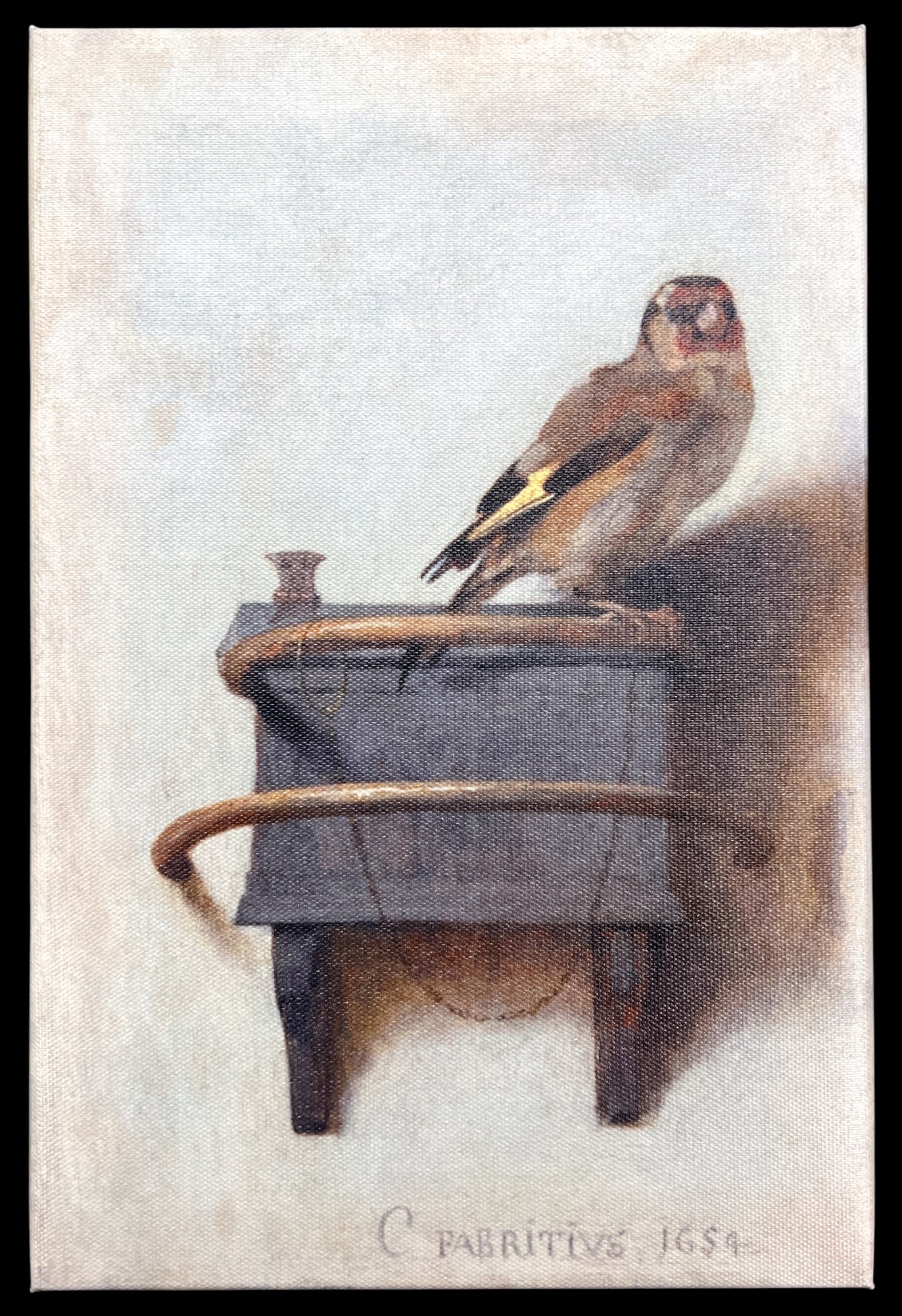 After Carel Fabritius "The Goldfinch" Print on Canvas - 2