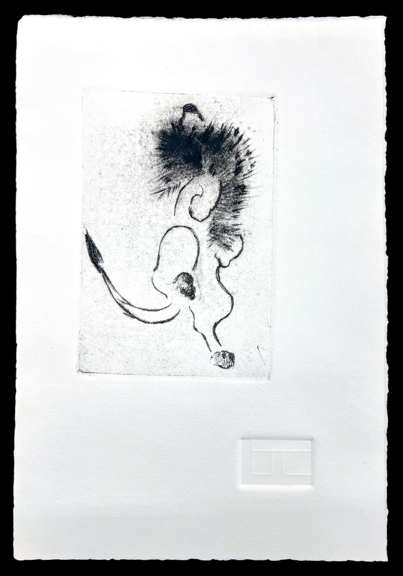 Artist Unknown "Dancing Lion" Etching - 2