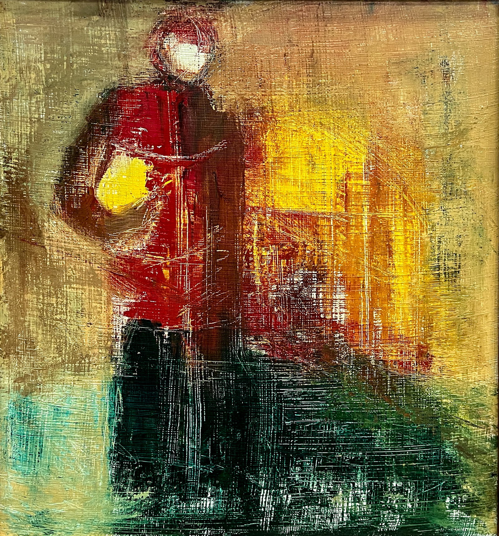 Artist Unknown "Holding the Sun" Oil on Board (1 of 2)