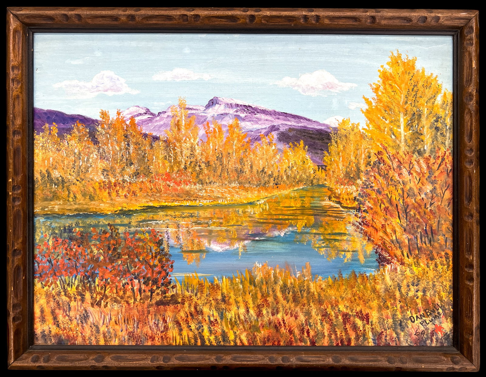 Dan Bull Plume "Autumn River" 1969 Oil on Board - 2