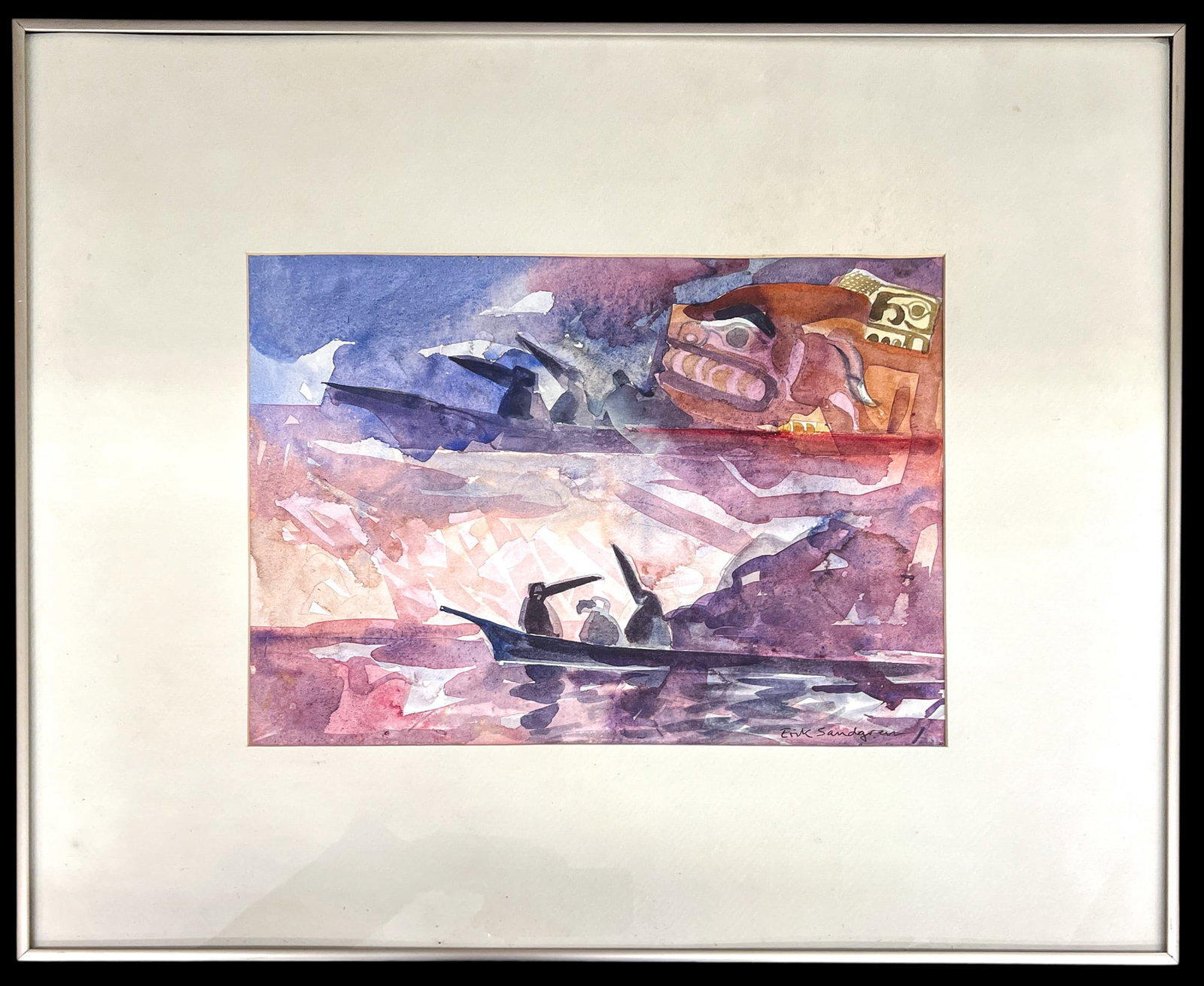 Erik Sandgren "Hamatsa Canoe" Watercolor on Paper - 2