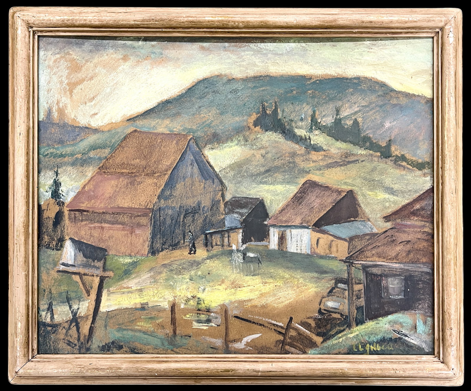 Louise Lewis Gilbert "Homestead in the Valley" Oil on Board - 2