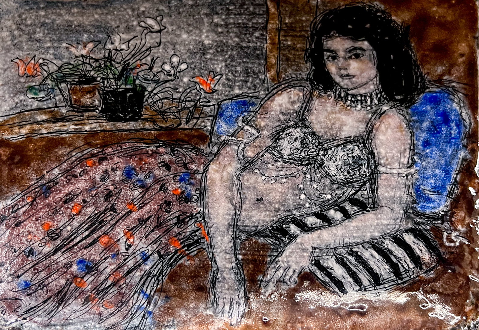 Lisel Salzer "Woman Lounging" Limoges Enamel: Lisel Salzer (1906-2005 Washington) "Woman Lounging" Limoges Enamel 4"x5.5" Unframed. Initialed lower right. Excellent condition.