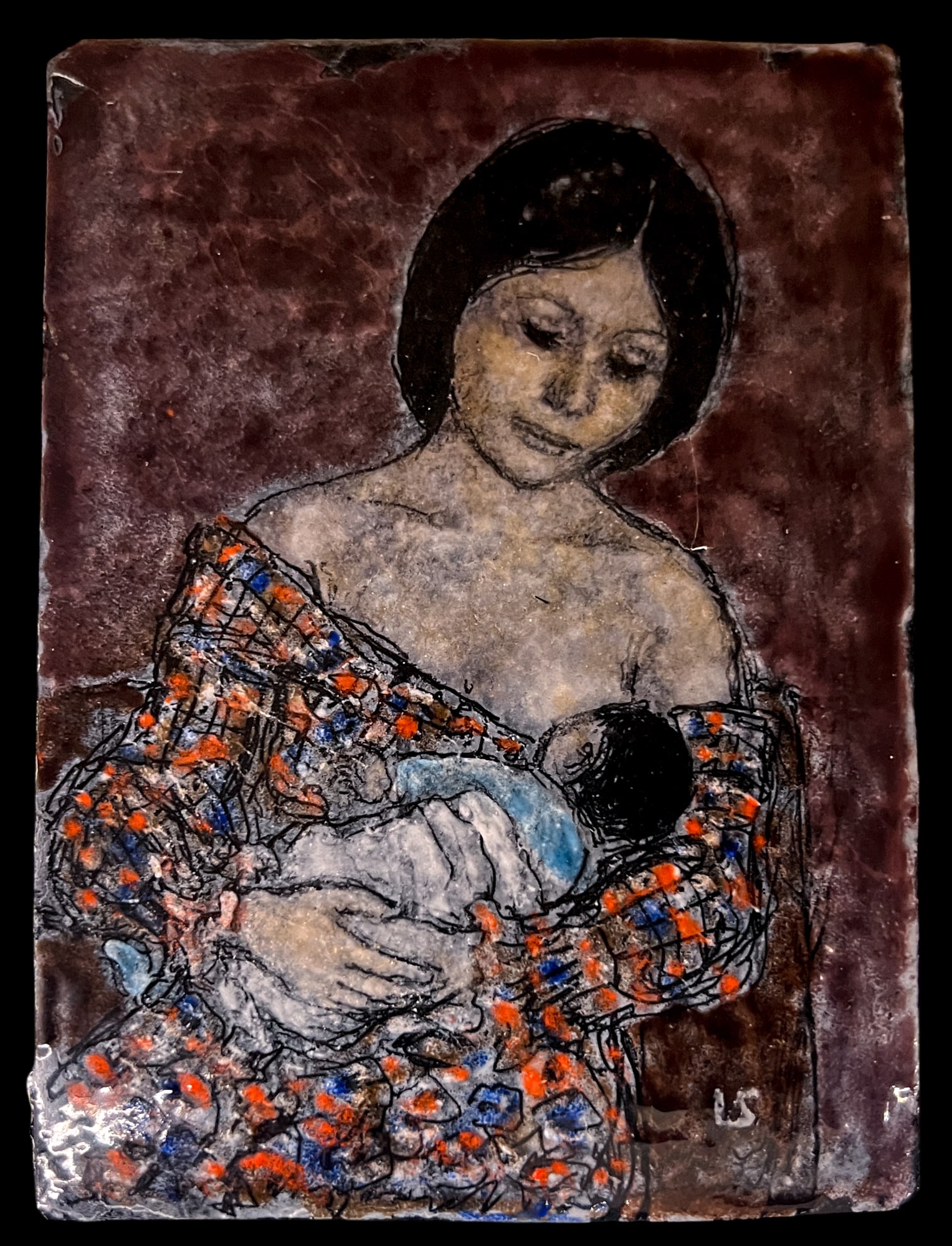 Lisel Salzer "Mother and Child" Limoges Enamel - 2