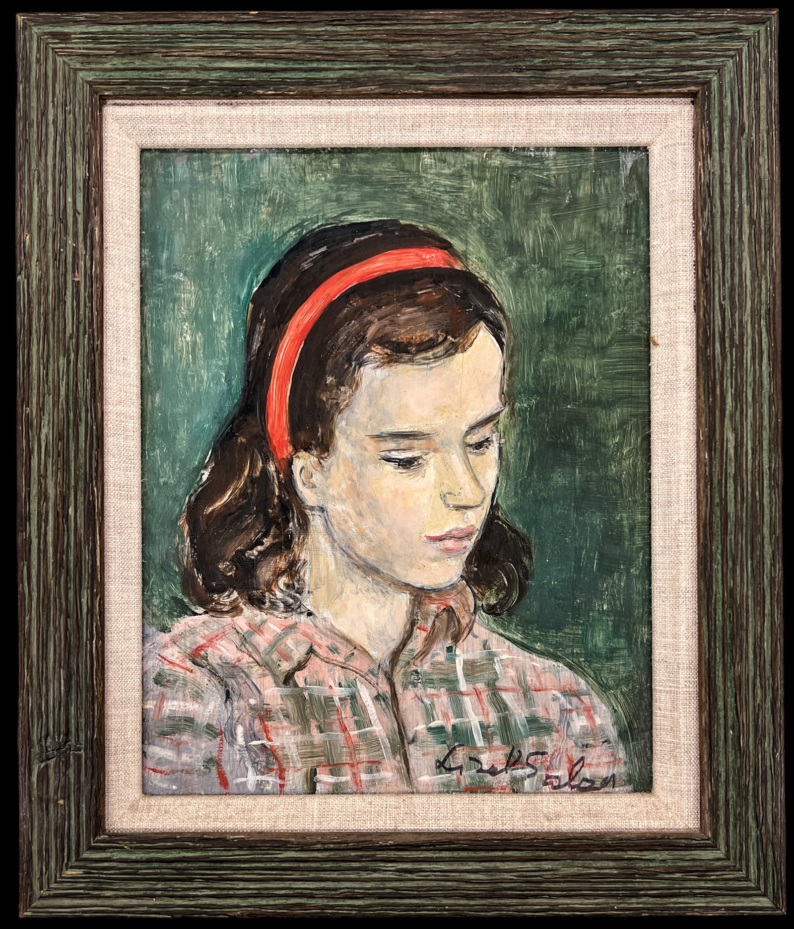 Lisel Salzer "Red Headband" Acrylic on Board - 2