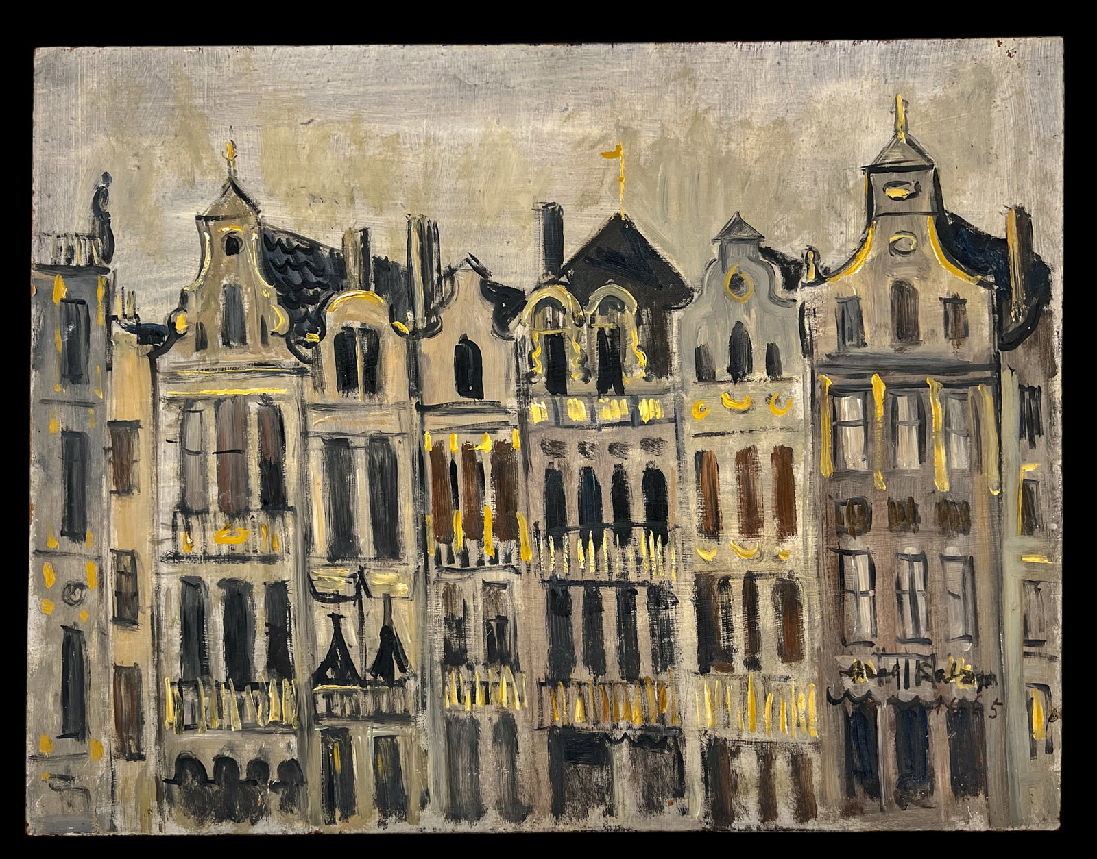 Lisel Salzer "Row Houses" 1965 Oil on Board - 2