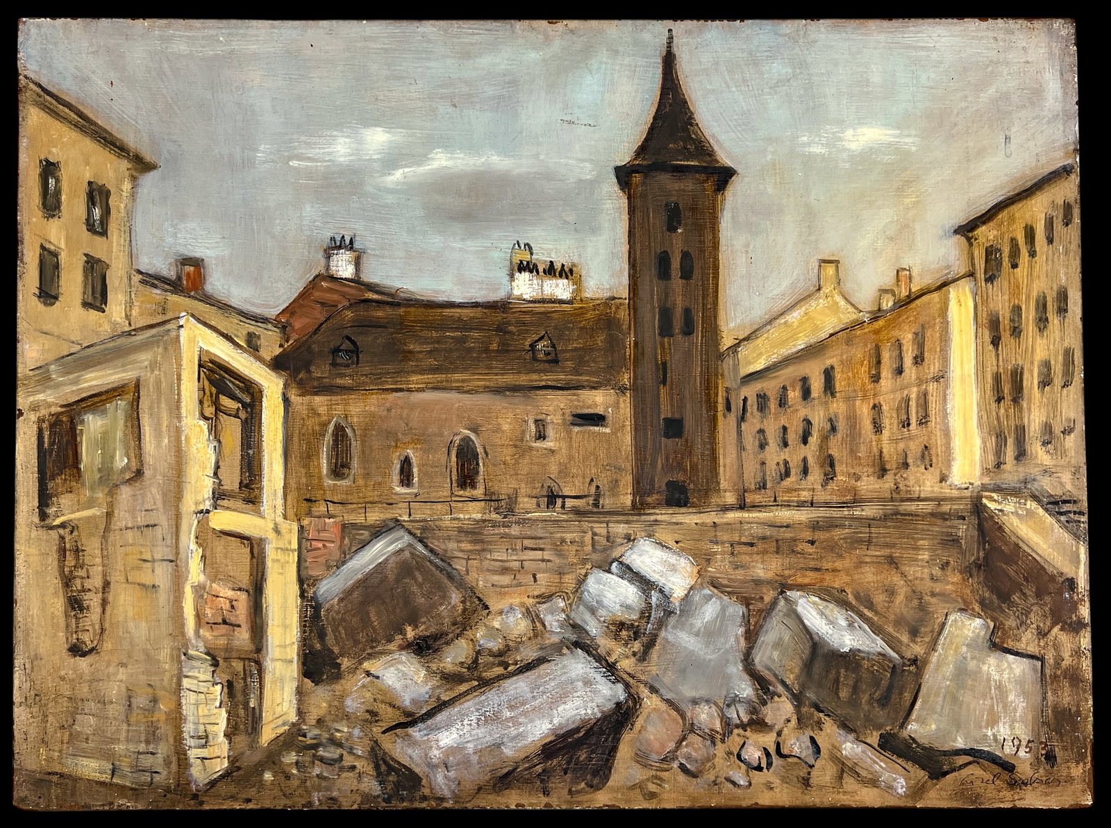 Lisel Salzer "Dry Canal" 1953 Oil on Board - 2