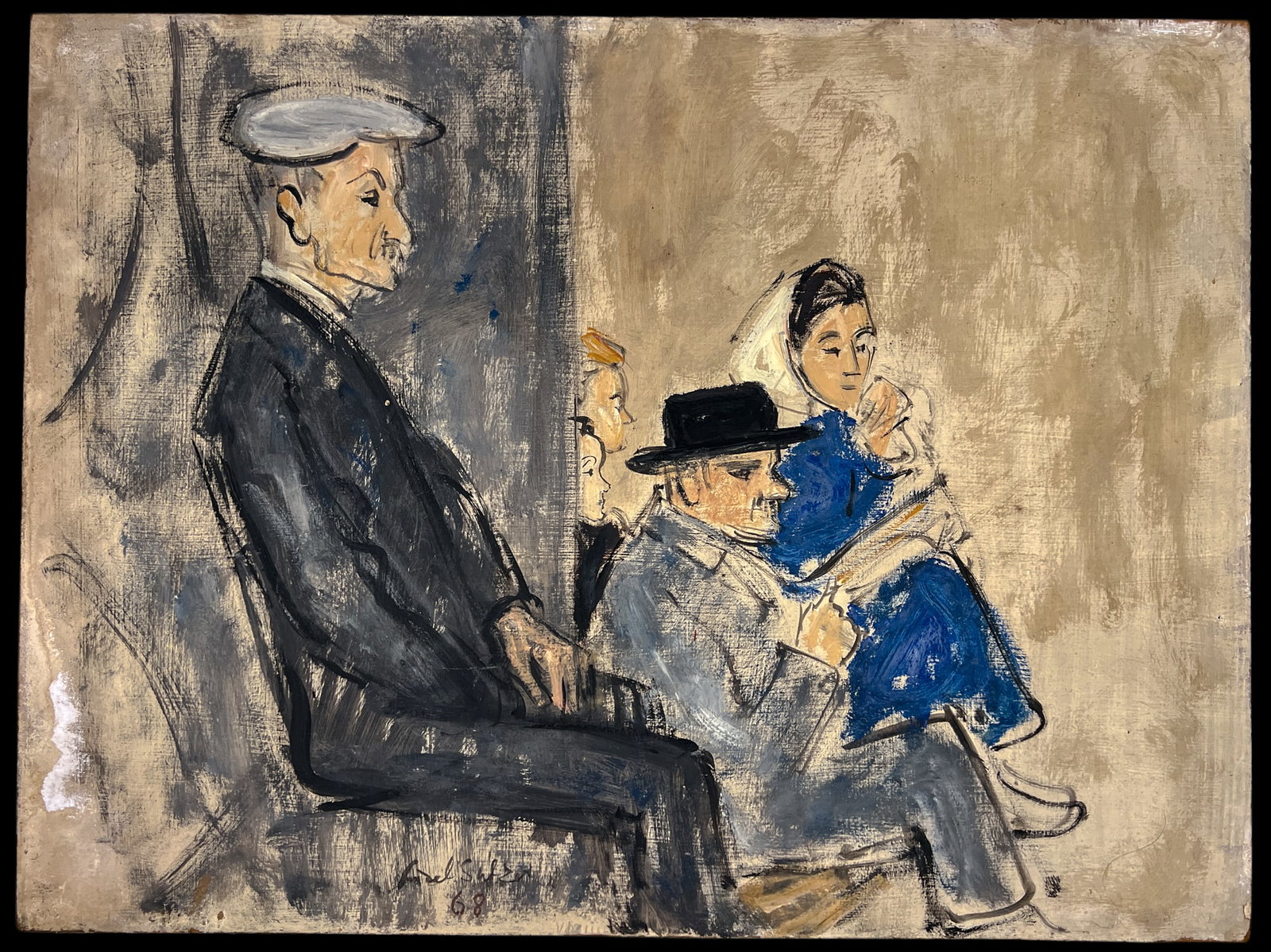 Lisel Salzer "The Waiting" 1968 Oil on Board - 2