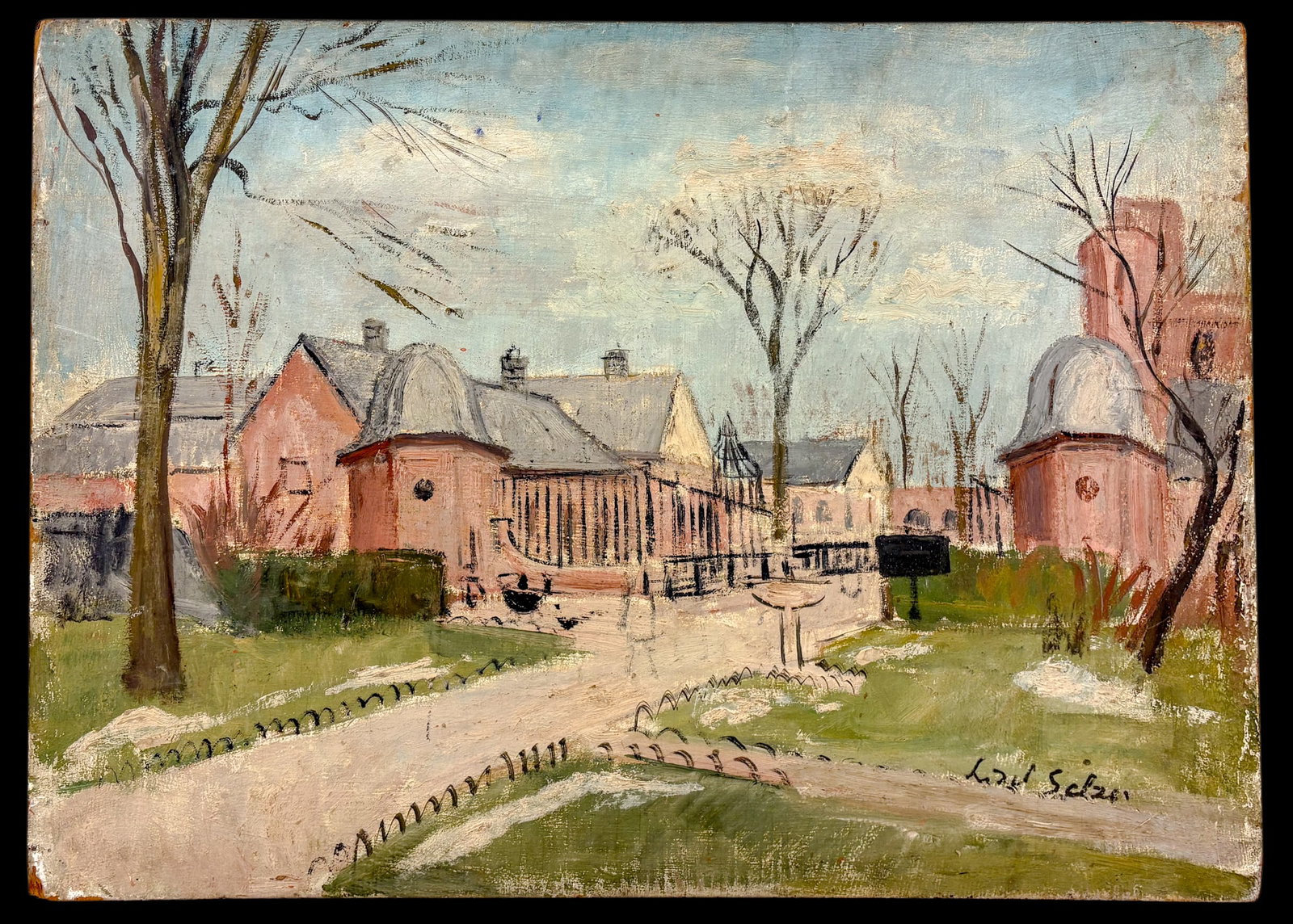 Lisel Salzer "City Park" Oil on Board - 2