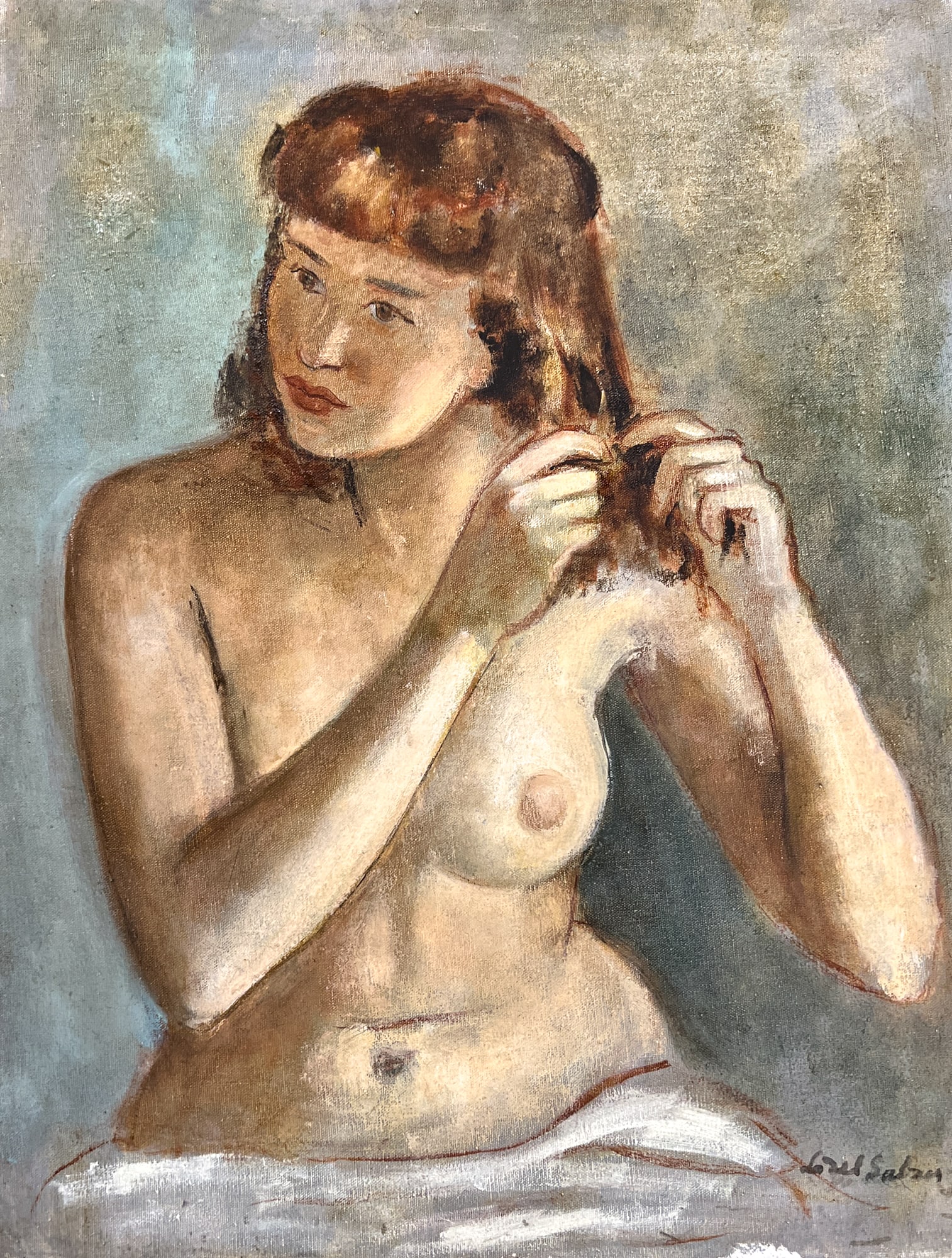Lisel Salzer "Nude" Oil on Canvas: Lisel Salzer (1906-2005 Washington) "Nude" Oil on Canvas 27"x21" Unframed. Signed lower right. Excellent condition.