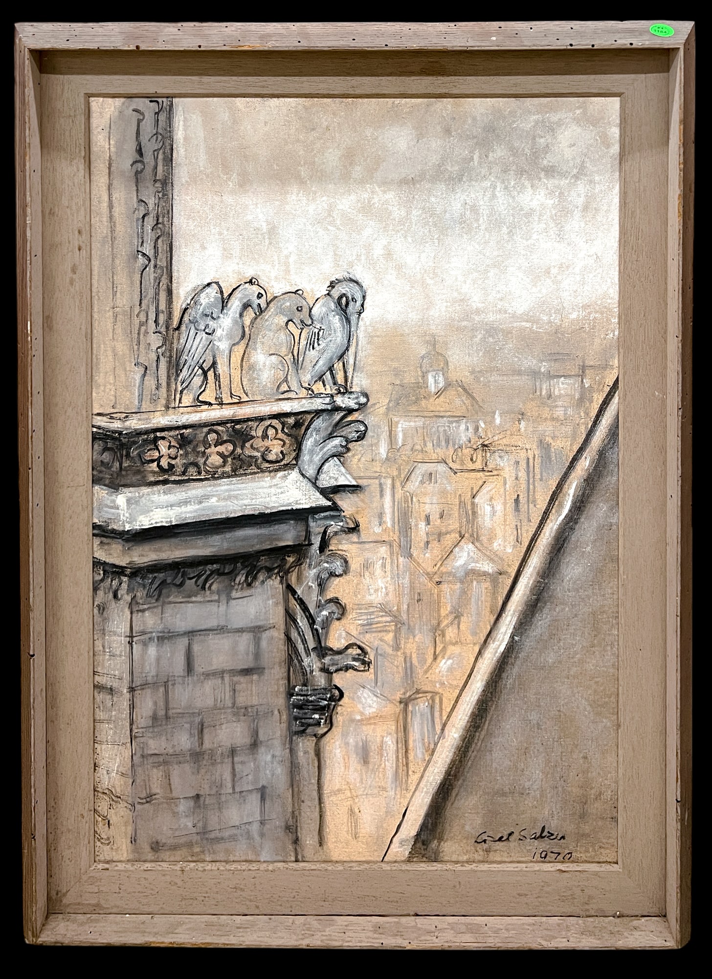 Lisel Salzer "Gargoyles" 1970 Oil on Board - 2