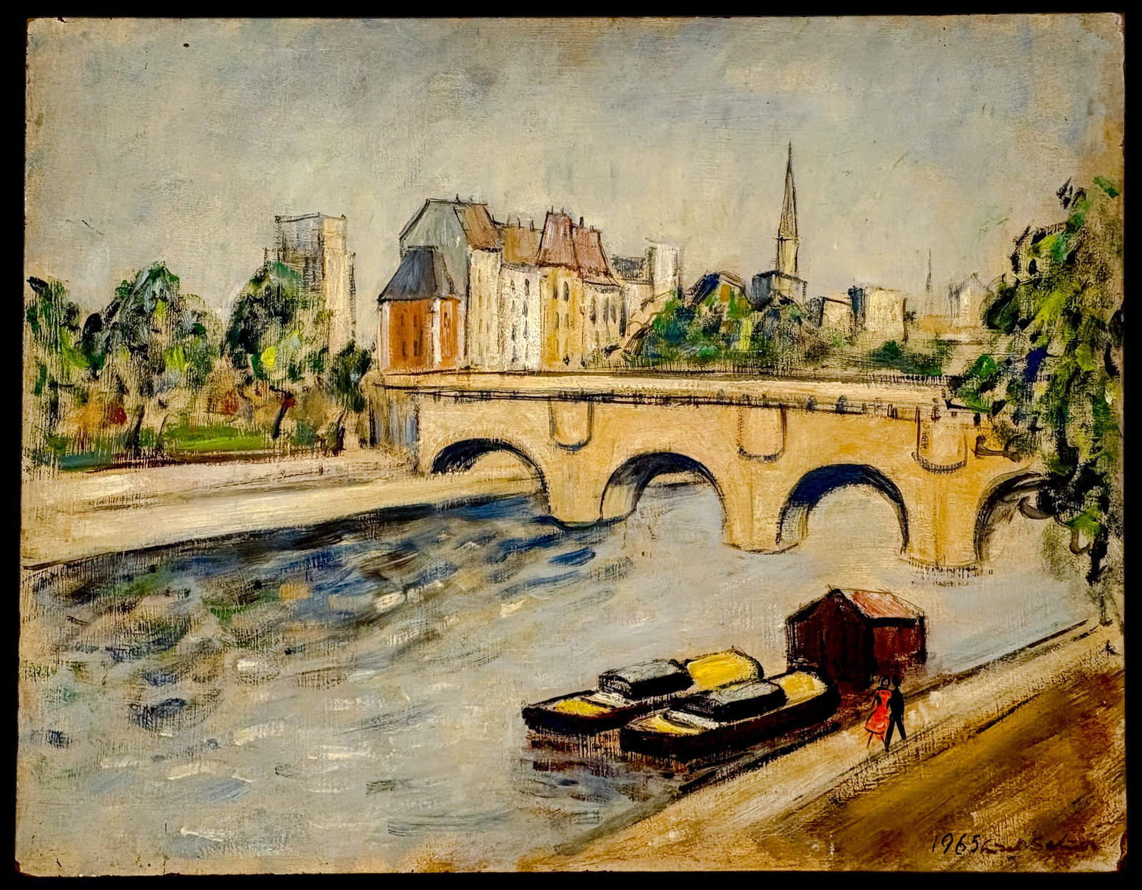 Lisel Salzer "Paris" 1965 Oil on Board - 2