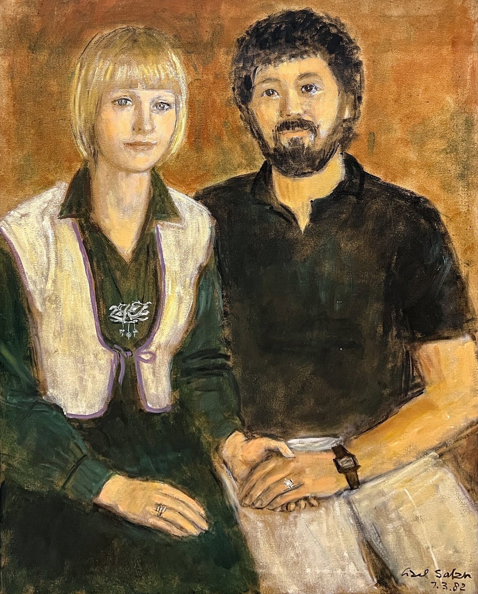 Lisel Salzer "The Engagement" 1982 Oil on Canvas (1 of 2)