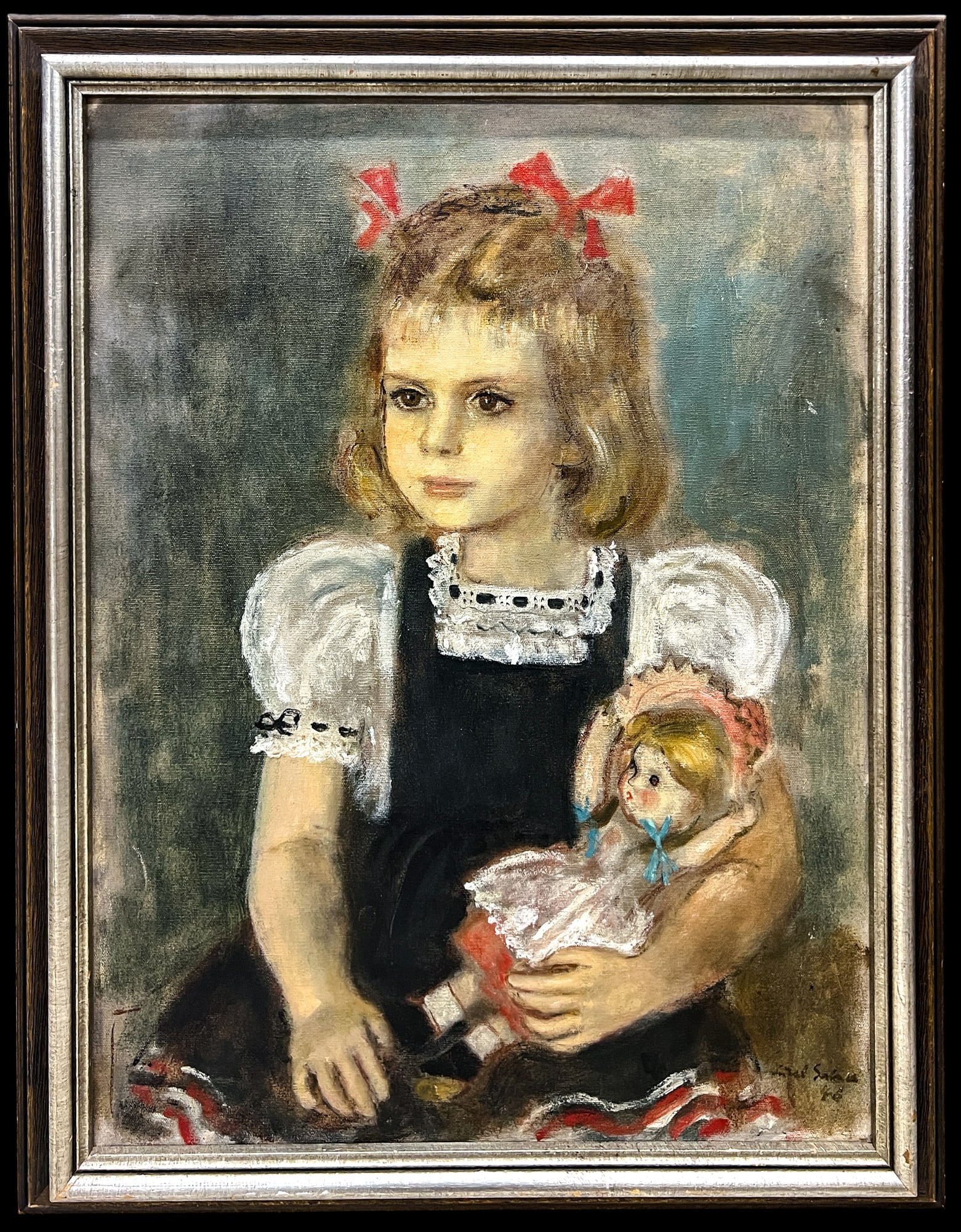 Lisel Salzer "Girl with Doll" 1946 Oil on Canvas - 2