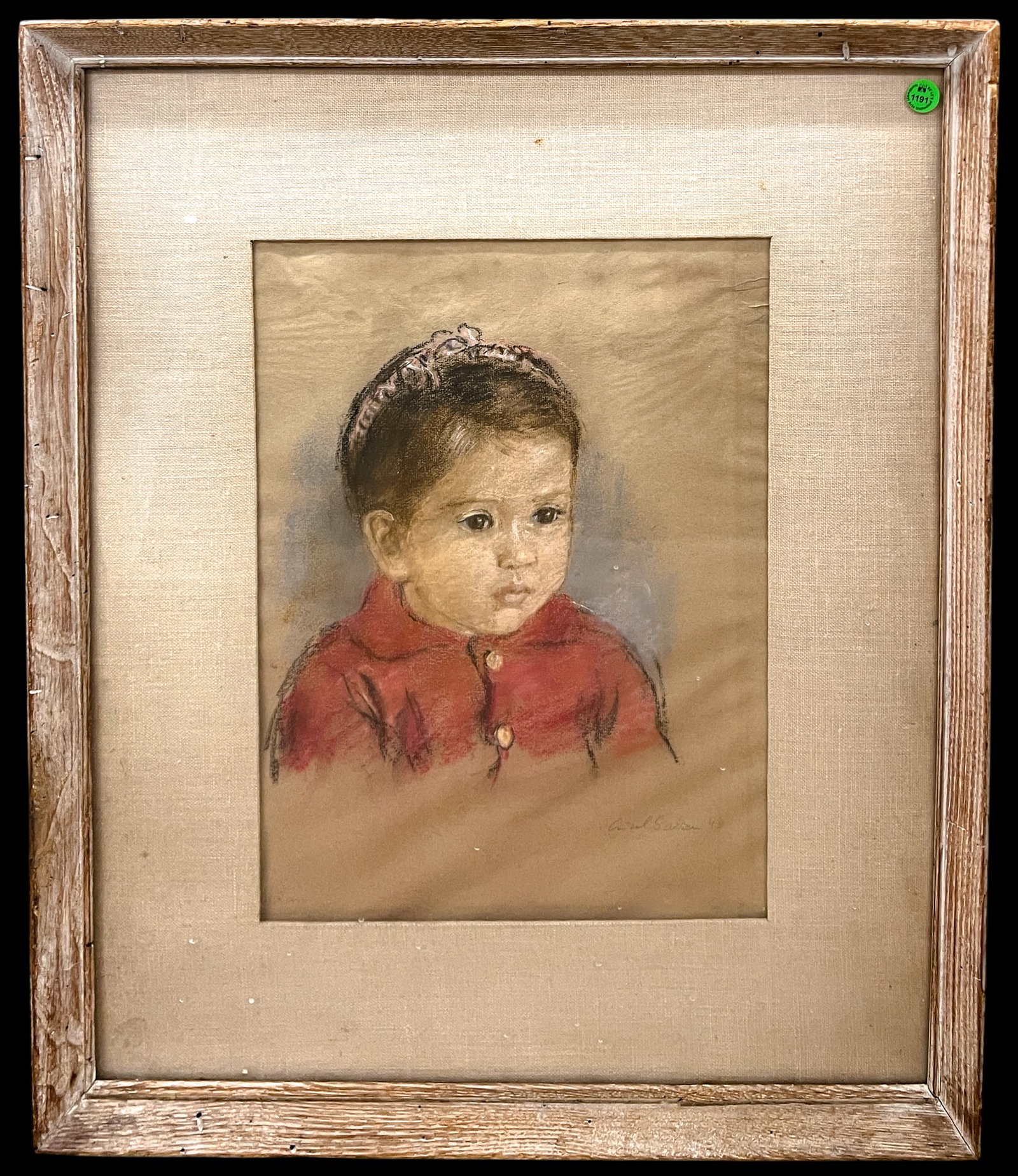 Lisel Salzer "Big Brown Eyes" 1948 Oil Pastel on Paper - 2
